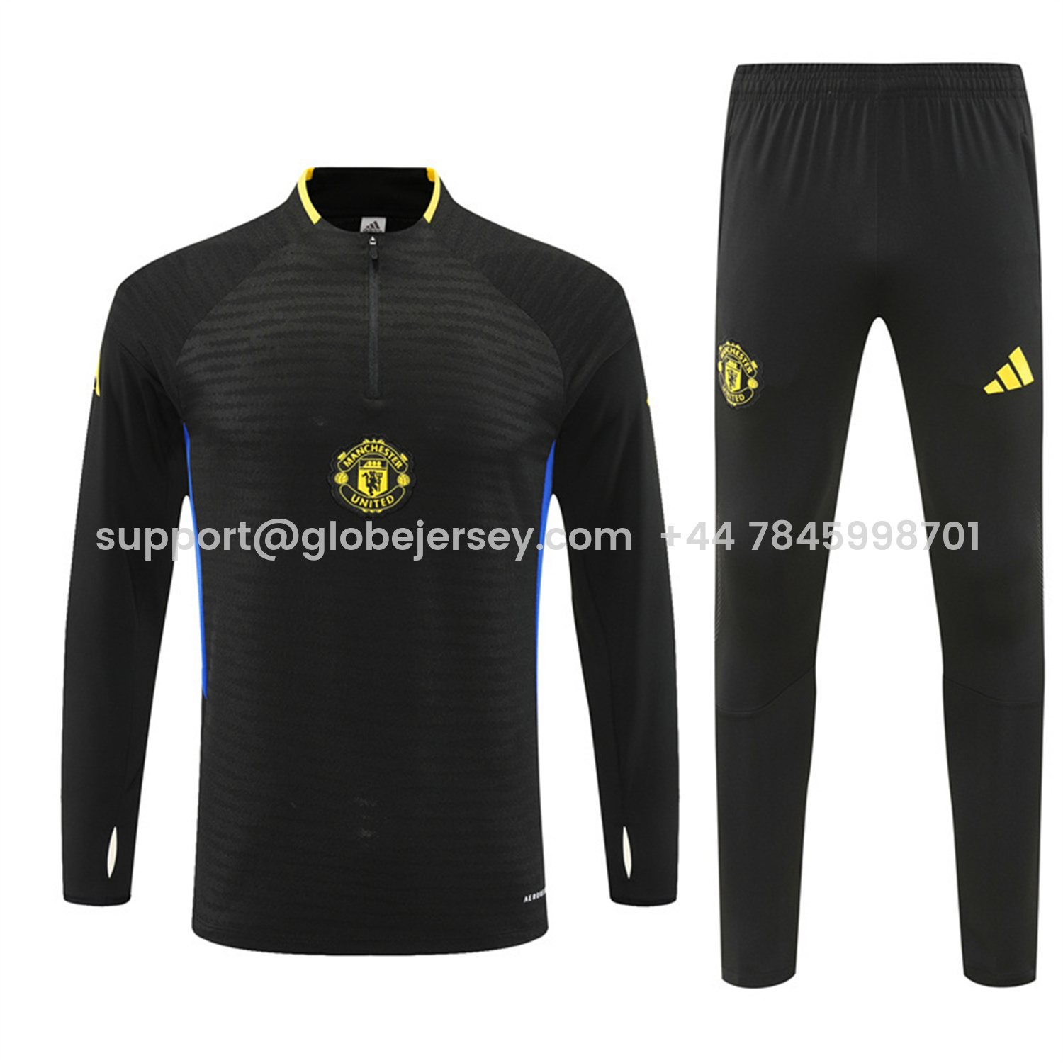 GlobeJersey-Manchester United 25-26 Long Sleeve Training Set - Black Top & Black Pants