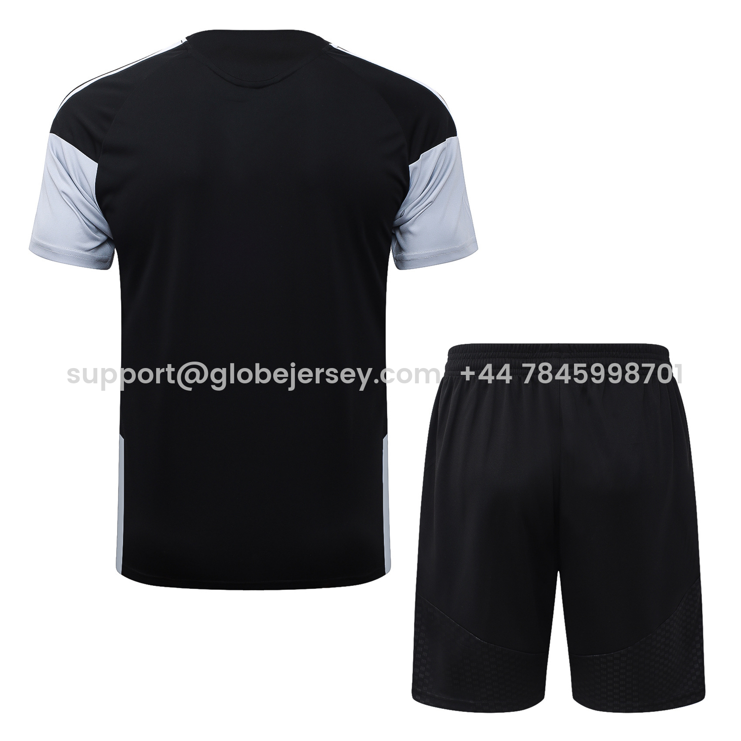 GlobeJersey-INT M.A.M 26-27 Short-Sleeve Training Set - Black With White Top & Pink Shorts