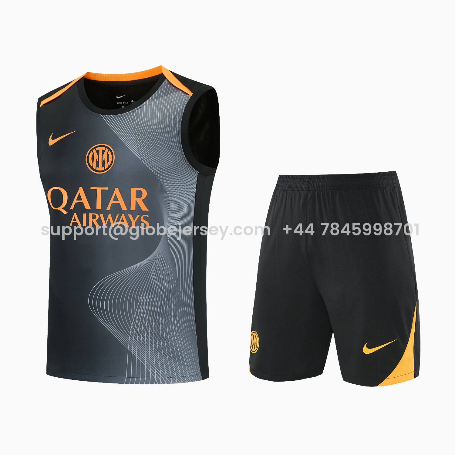GlobeJersey-Inter Milan 25-26 Vest Training Set - Black And Grey Top & Pants