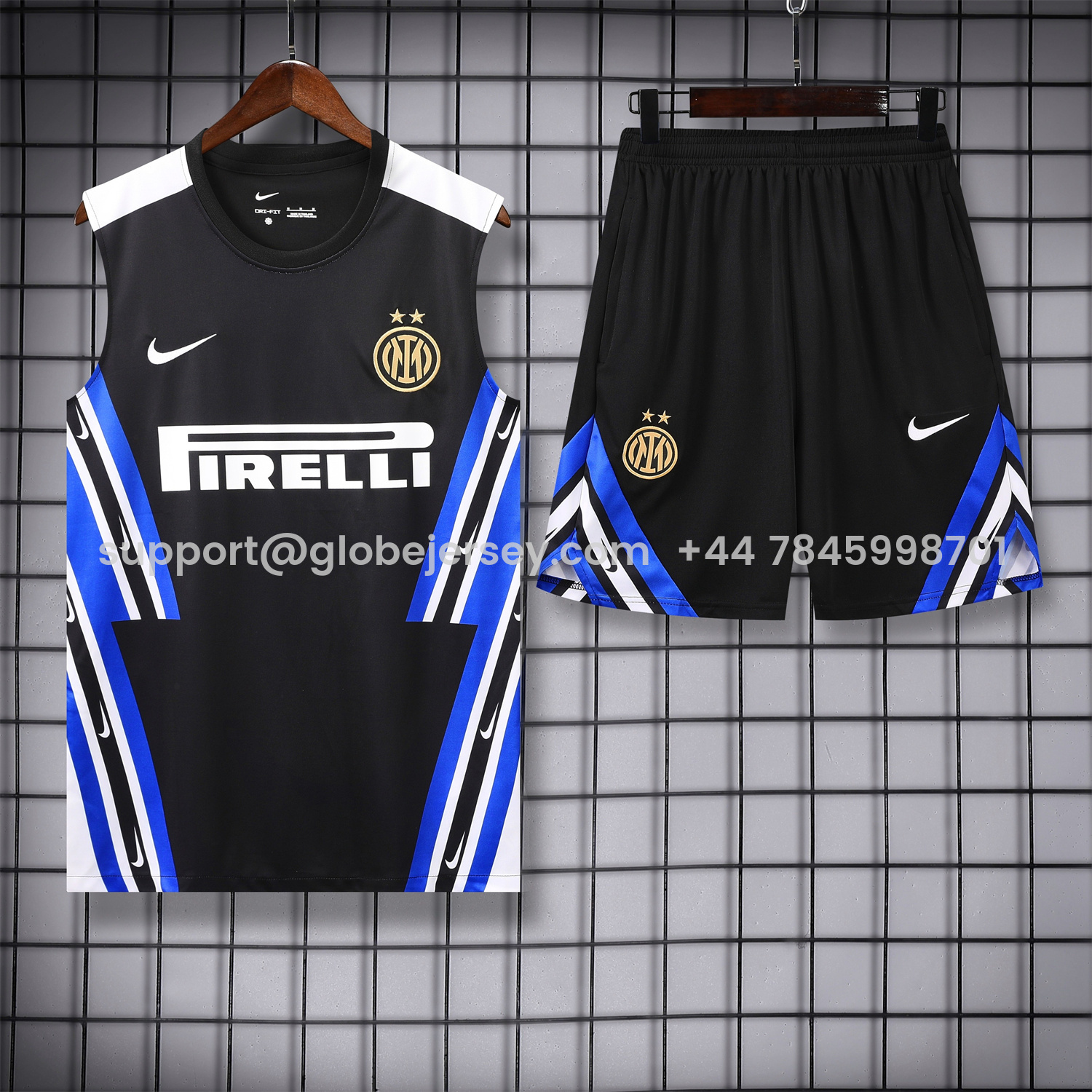 GlobeJersey-Inter Milan 25-26 Vest Training Set - Black Vest & Black Shorts