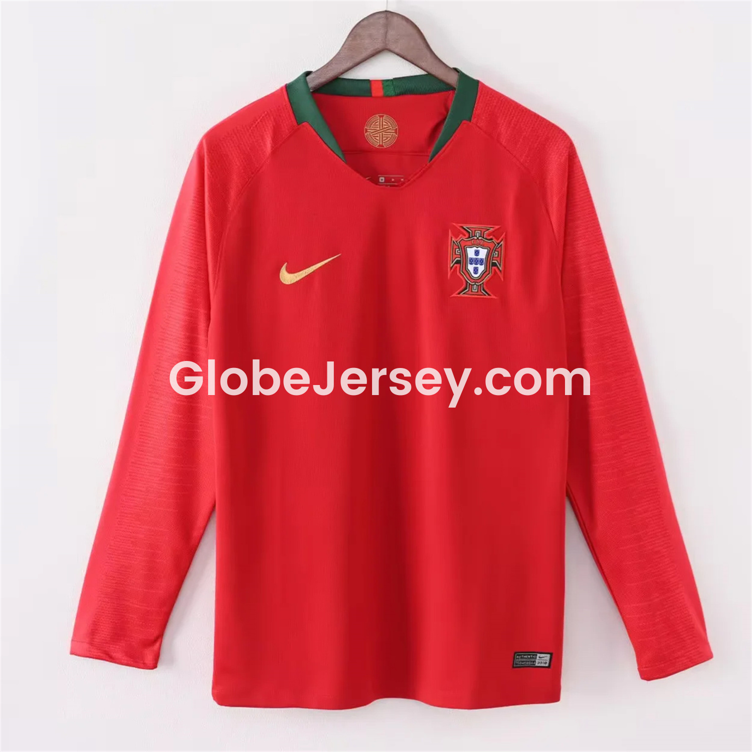 GlobeJersey-Retro Portugal 2018 Home Long Sleeves Jersey