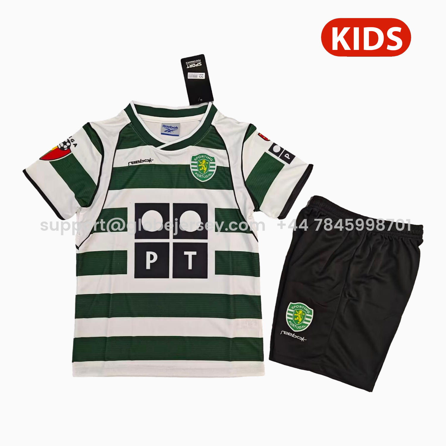 GlobeJersey-Retro Sporting CP 2001-02 Home Kids Kit