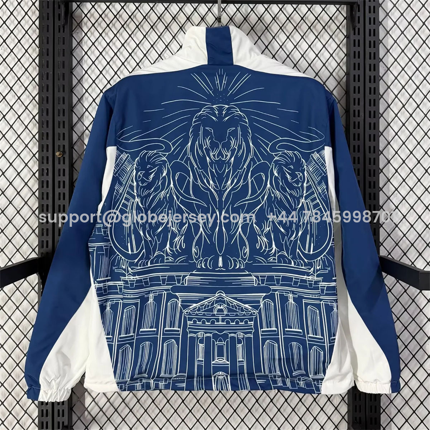 GlobeJersey-England 2026 Retro Style Windbreaker Jacket - Blue And White