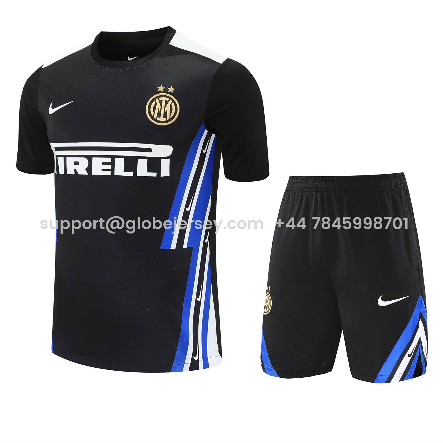 GlobeJersey-Inter Milan 25-26 Short-Sleeve Training Set - Black Top & Black Shorts
