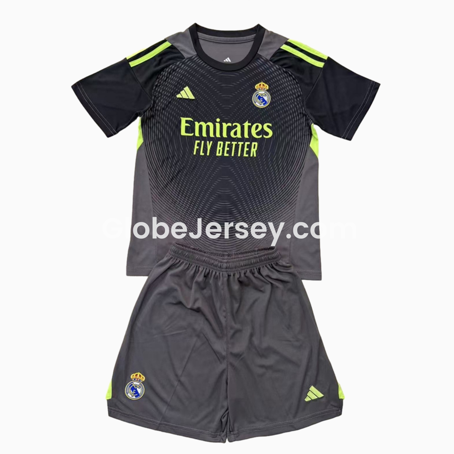 GlobeJersey-Real Madrid 25-26 Grey Black Goalkeeper Men's Adult Jersey Set - Fans Version