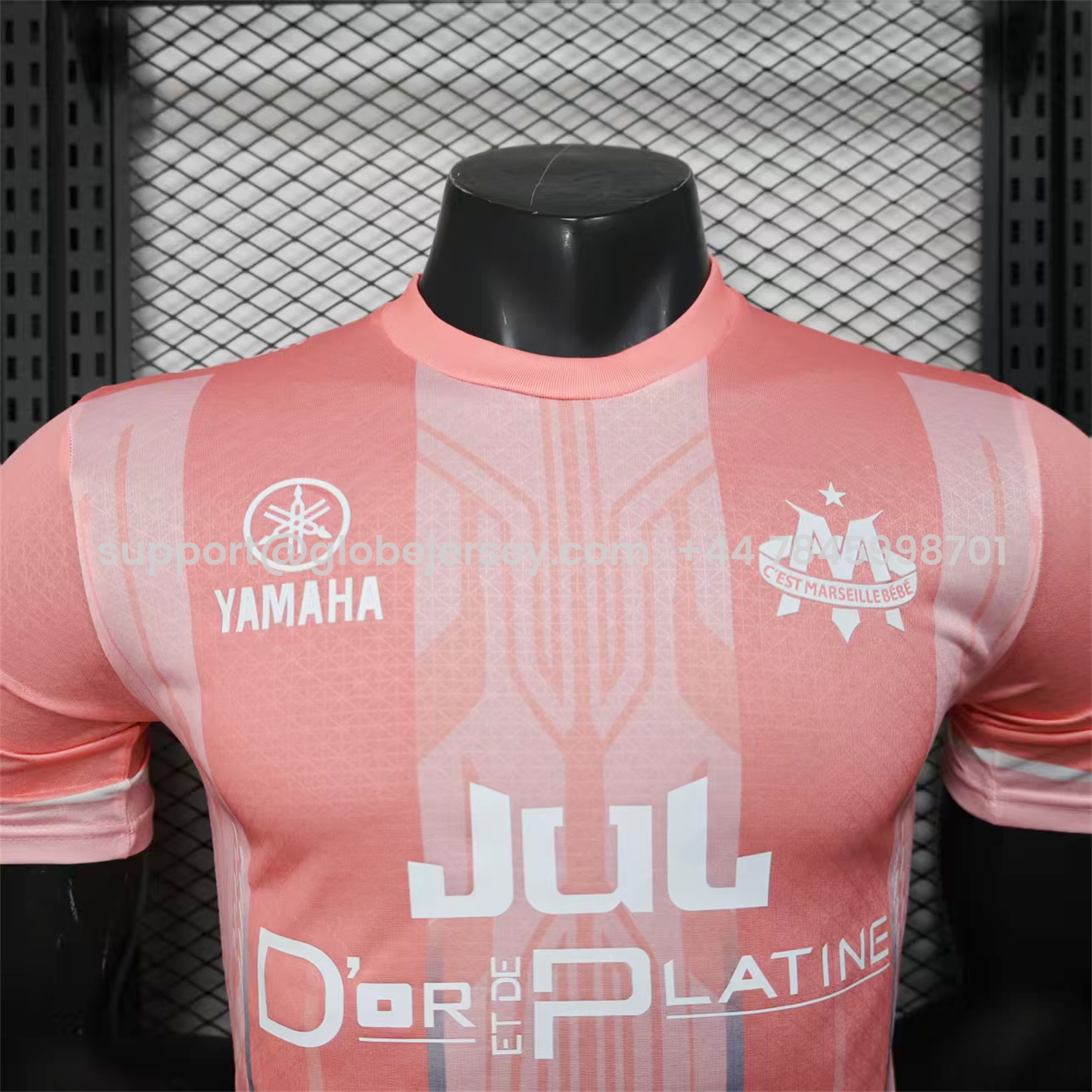 GlobeJersey-Marseille 25-26 Pink Stripes Special Jersey - Player Version