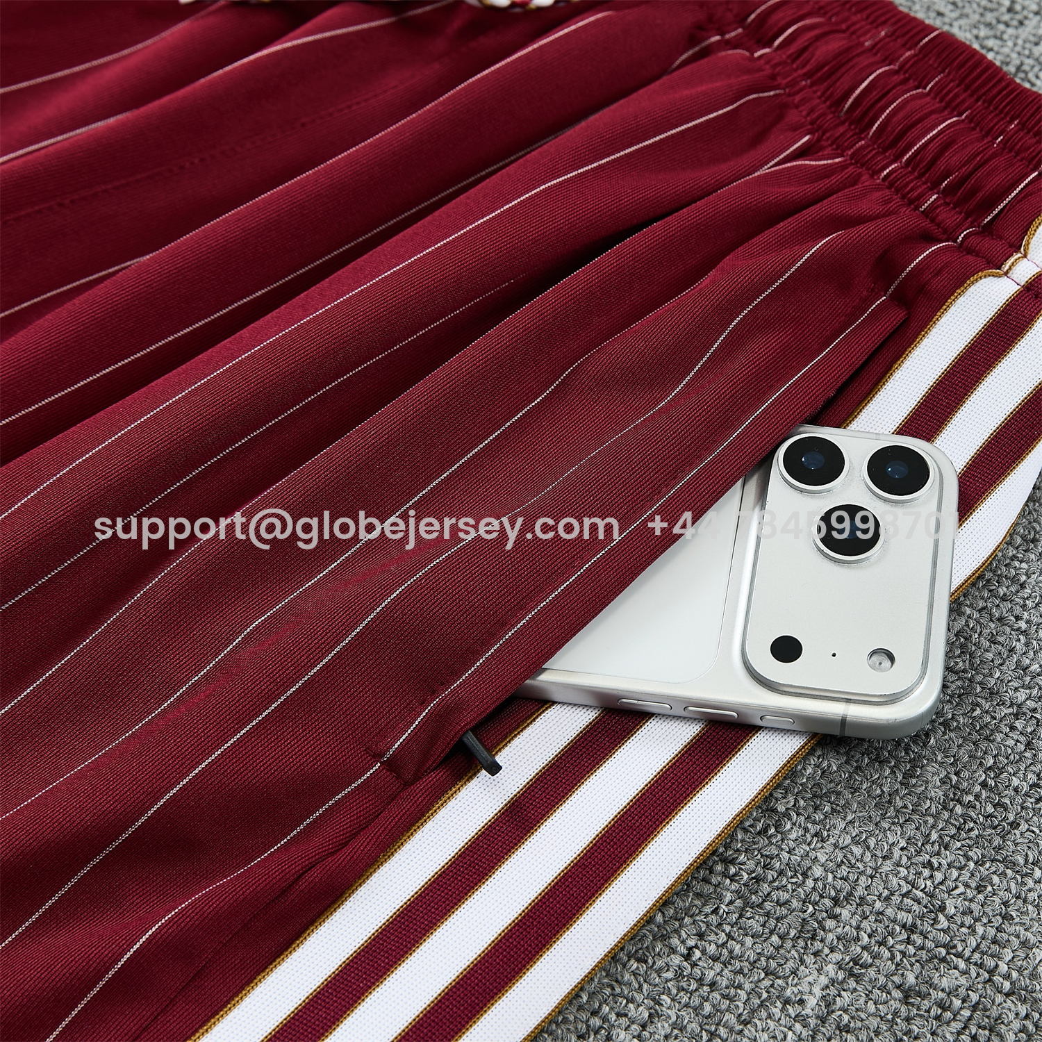GlobeJersey-Arsenal 25-26 Retro Style Short-Sleeve Training Set - Dark Red With White Stripes Top & Pants