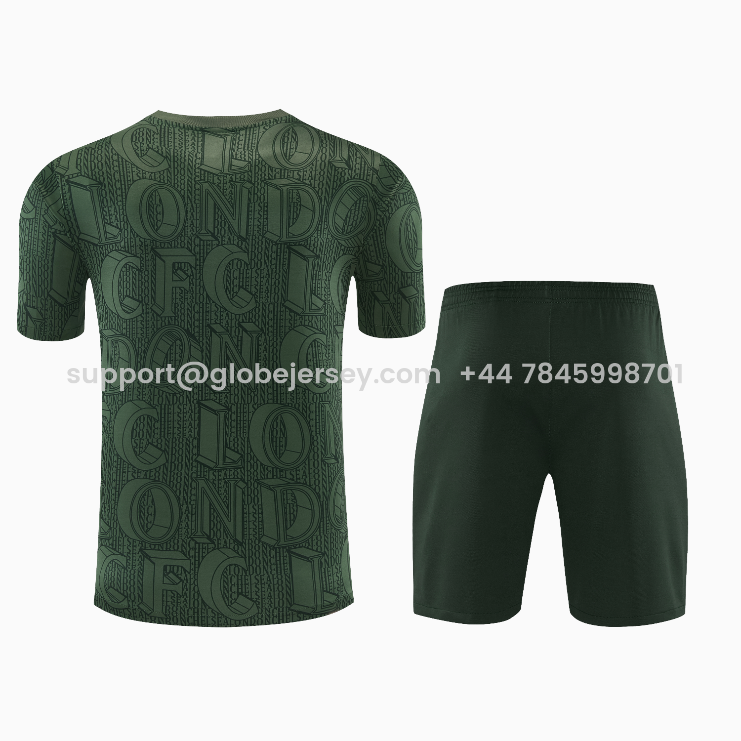 GlobeJersey-C.H.E.L.S.E.A 25-26 Short-Sleeve Training Set - Dark Green Top & Dark Green Pants