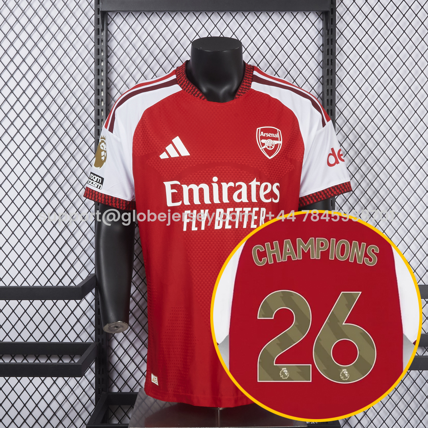 GlobeJersey-【Champion 26 Font】Arsenal 26-27 Home Jersey - Player Version