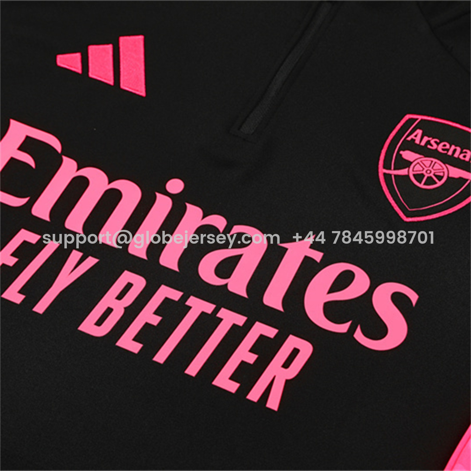 GlobeJersey-Arsenal 25-26 Long Sleeve Training Set - Pink Logo Black Top & Black Pants