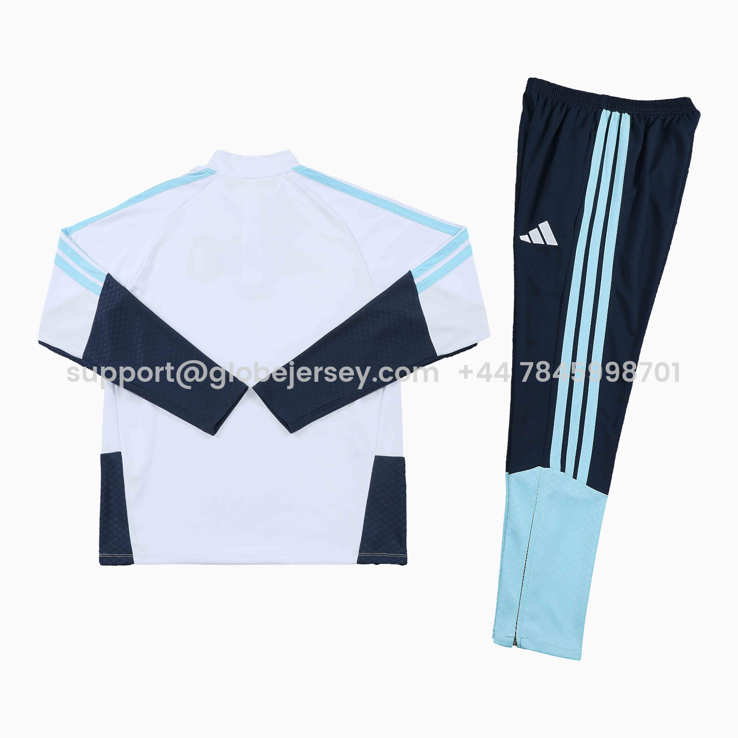 GlobeJersey-Argentina 2026 Kids Long Sleeve Training Set - White Top & Black Pants