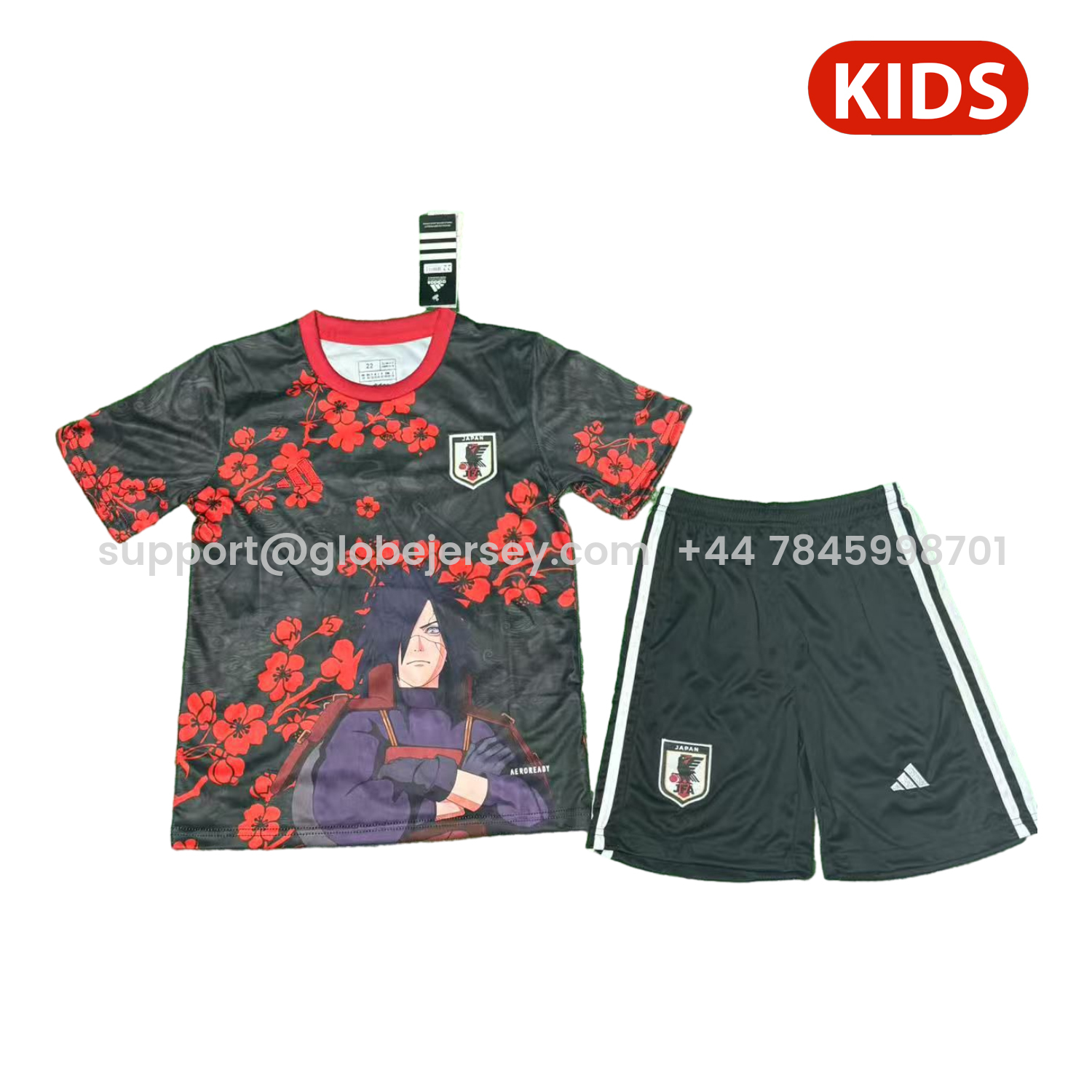 GlobeJersey-Japan 25-26 Uchiha Madara Red And Black Special Kids Kit