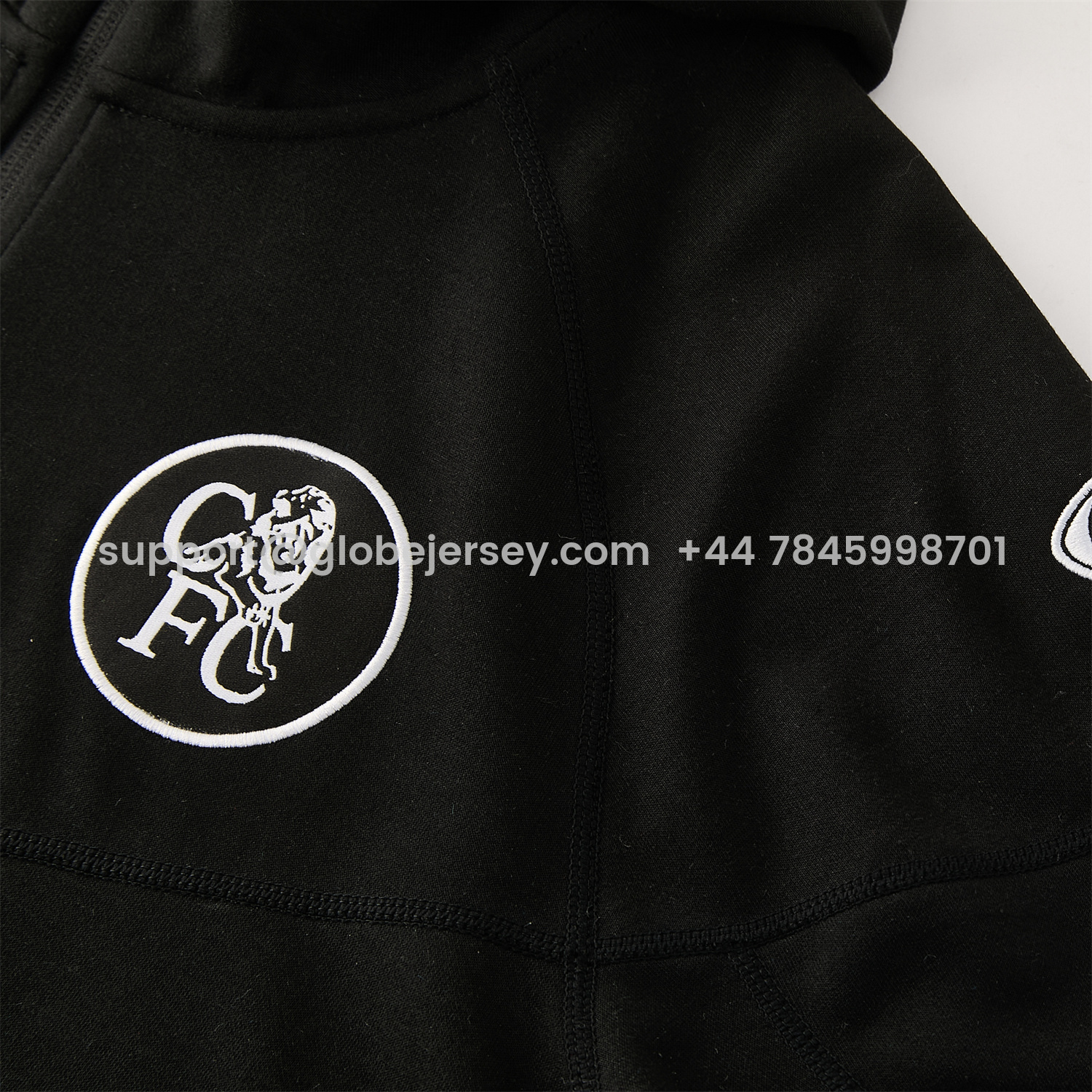 GlobeJersey-C.H.E.L.S.E.A 2026 Hooded Windbreaker Training Set - Black Top & Pants