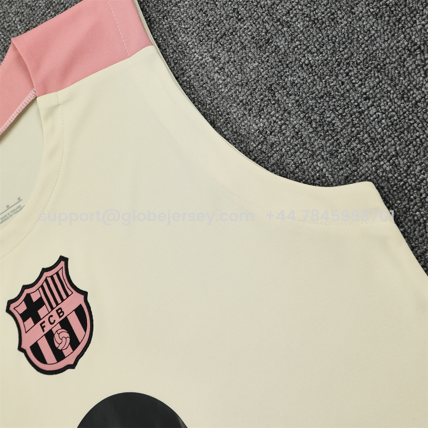 GlobeJersey-Barcelona 25-26 Vest Training Set - Cream Vest & Deep Blue Shorts