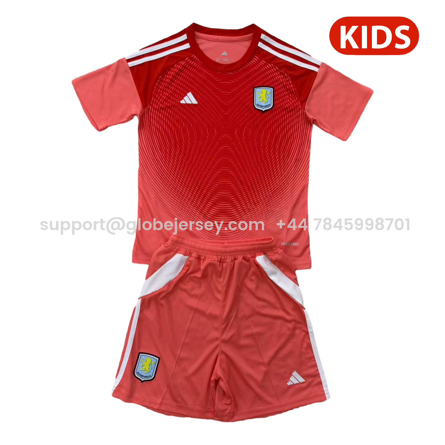 GlobeJersey-Aston Villa 25-26 Red Goalkeeper Kids Kit