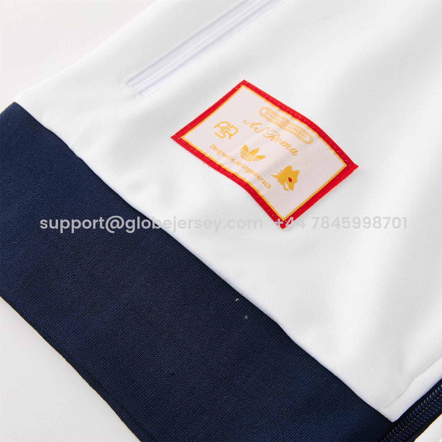 GlobeJersey-AS Roma 25-26 Originals LFSTLR Jacket Training Tracksuit - White Top and Blue Pant