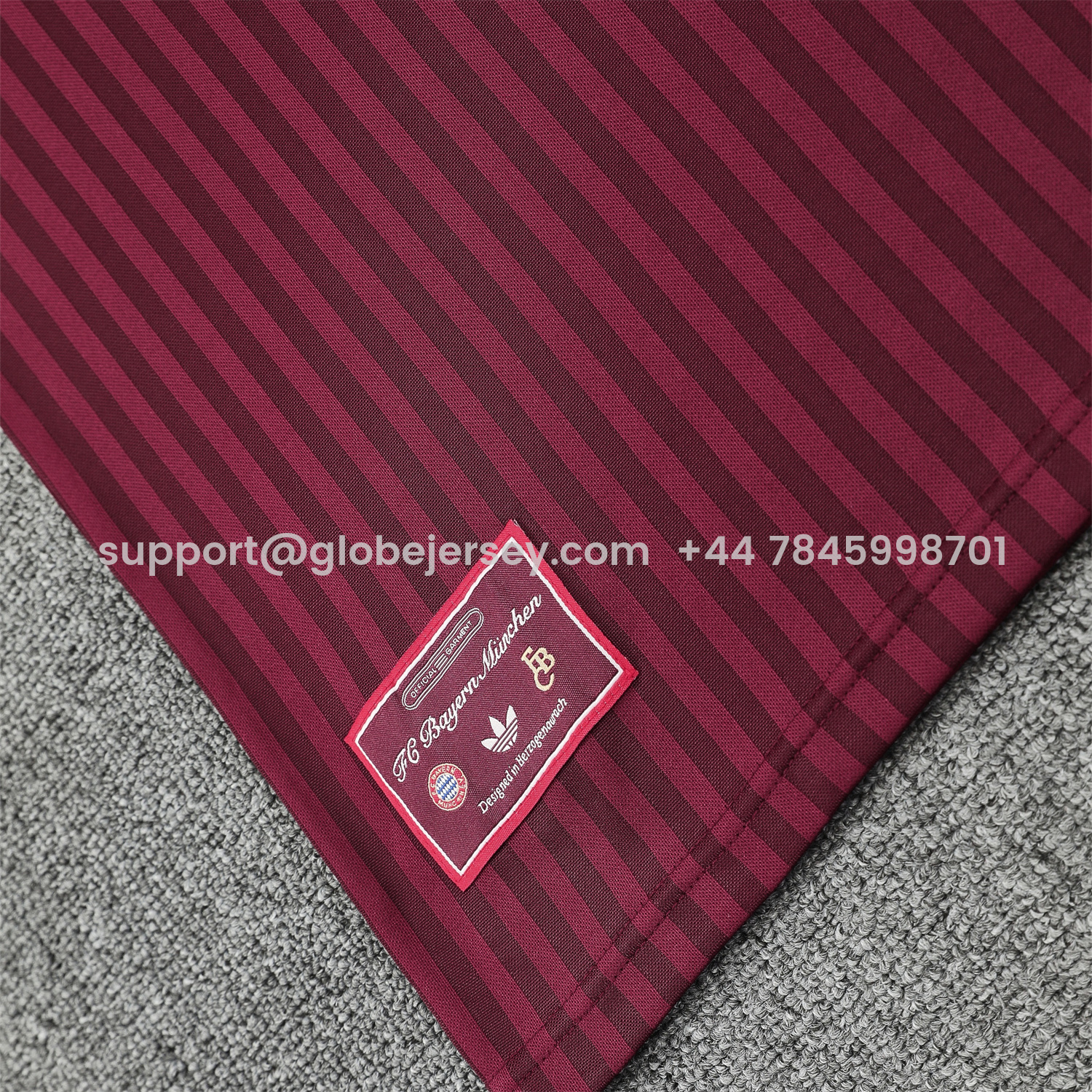 GlobeJersey-Bayern Munich 25-26 Short-Sleeve Training Set - Wine Red Lines Top & Wine Red Lines Shorts