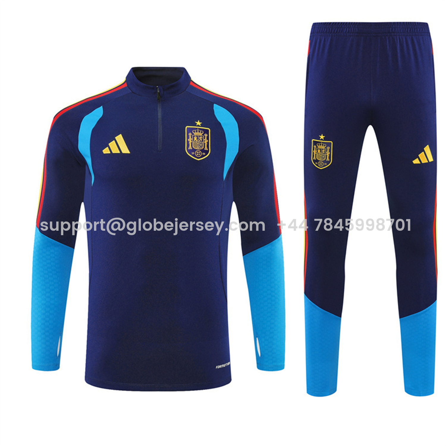 GlobeJersey-Spain 2026 Long Sleeve Training Set - Royal Blue Top & Pants