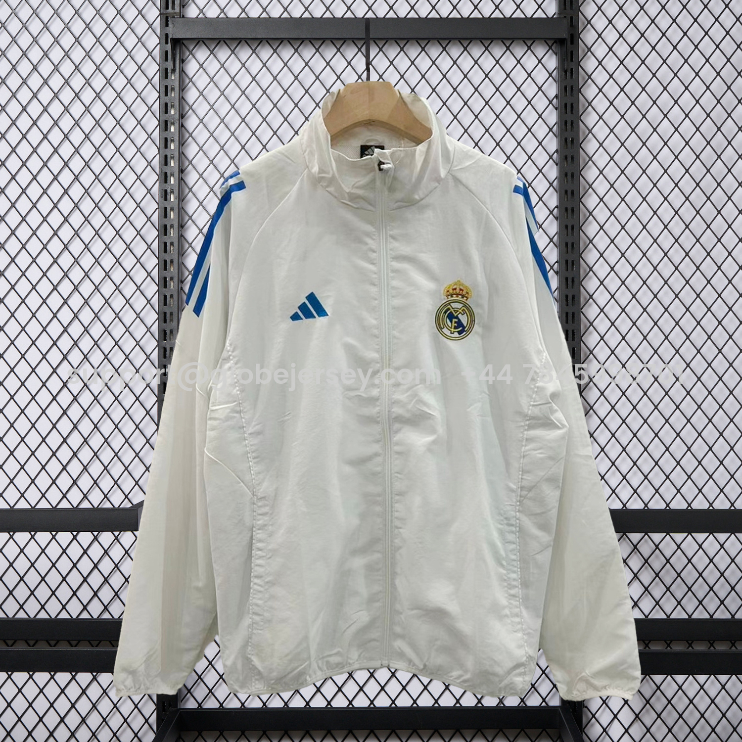 GlobeJersey-Real Madrid 25-26 White With Blue Special Windbreaker Jacket