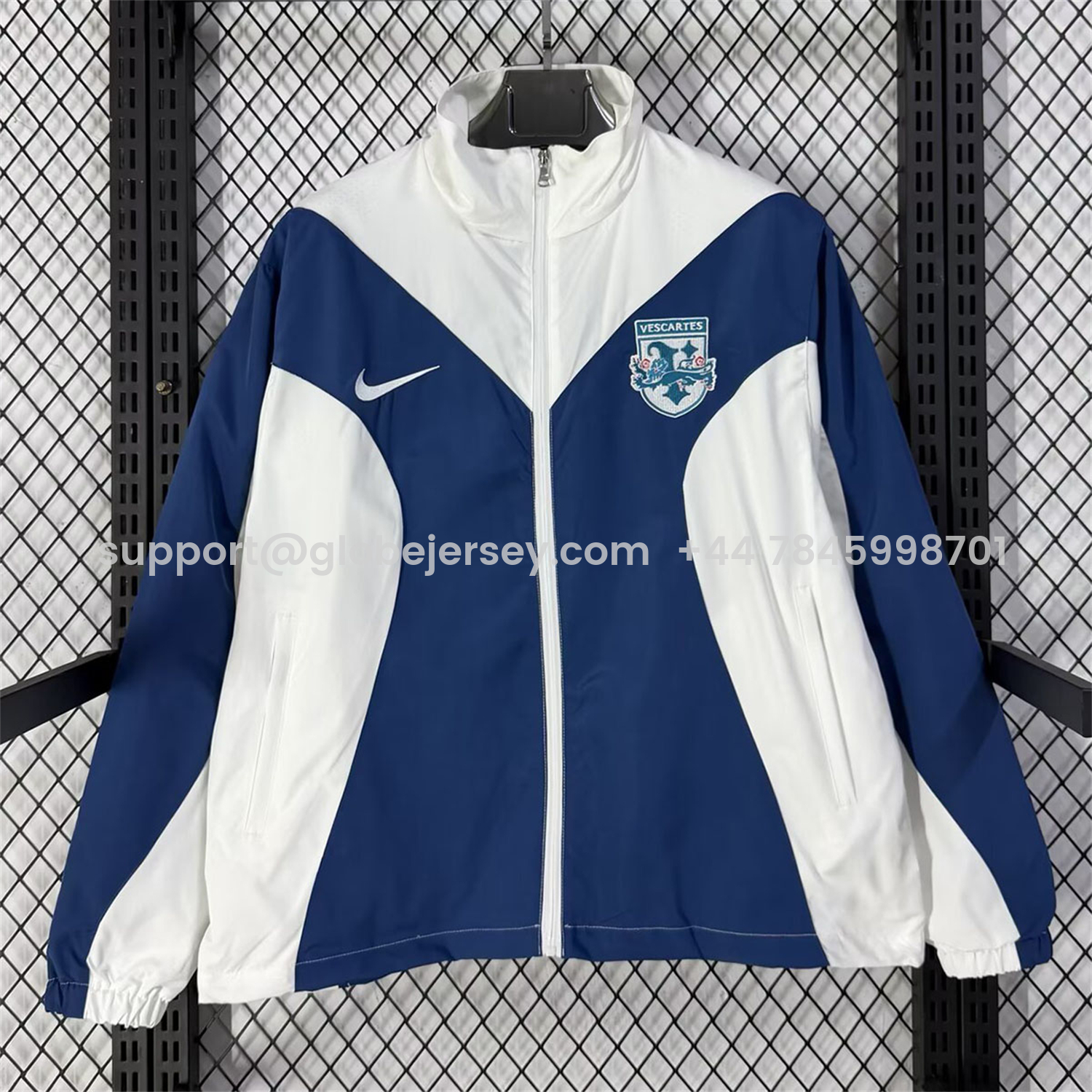 GlobeJersey-England 2026 Retro Style Windbreaker Jacket - Blue And White