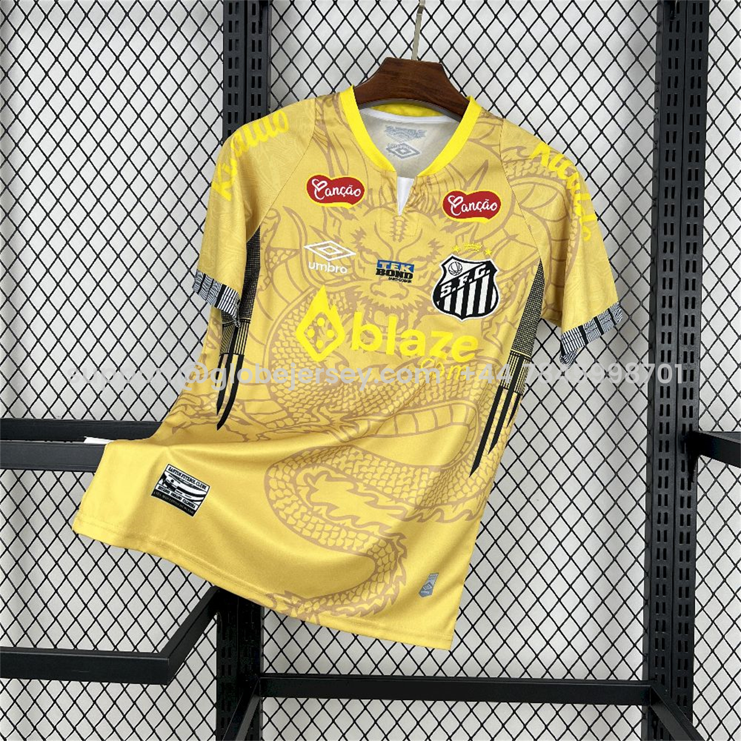 GlobeJersey-Santos 25-26 Yellow Special Jersey with Sponsors - Fans Version
