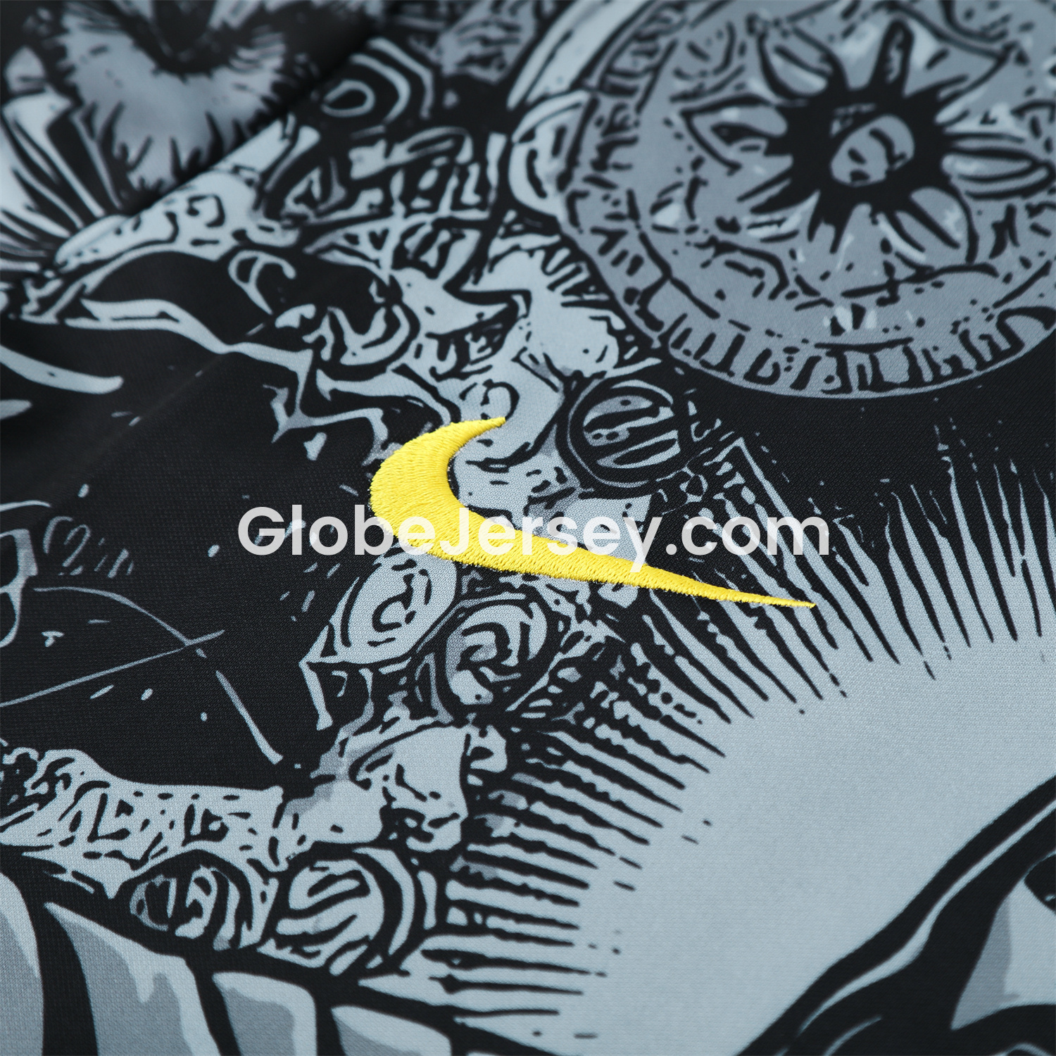 GlobeJersey-Brazil 25-26 Gray Jesus Statue Short-Sleeve Training Set - Gray Top & Black Shorts