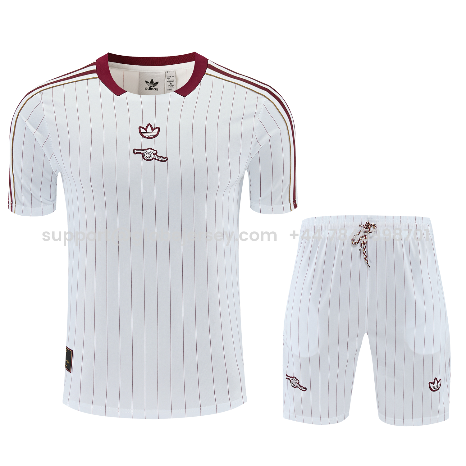 GlobeJersey-Arsenal 25-26 Retro Style Short-Sleeve Training Set - Colors Top & White With Thin Mar Pants