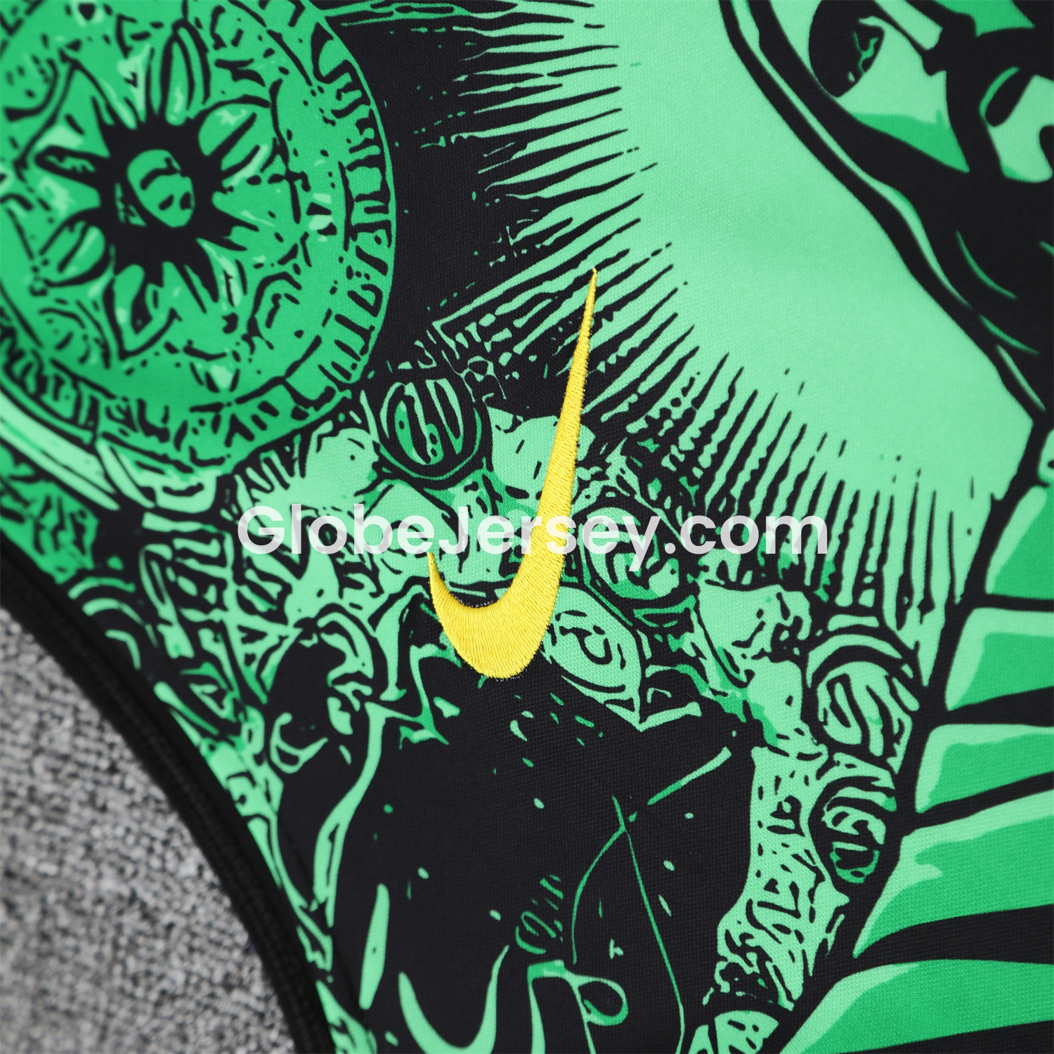 GlobeJersey-Brazil 25-26 Green Jesus Statue Vest Training Set - Green Vest & Black Shorts