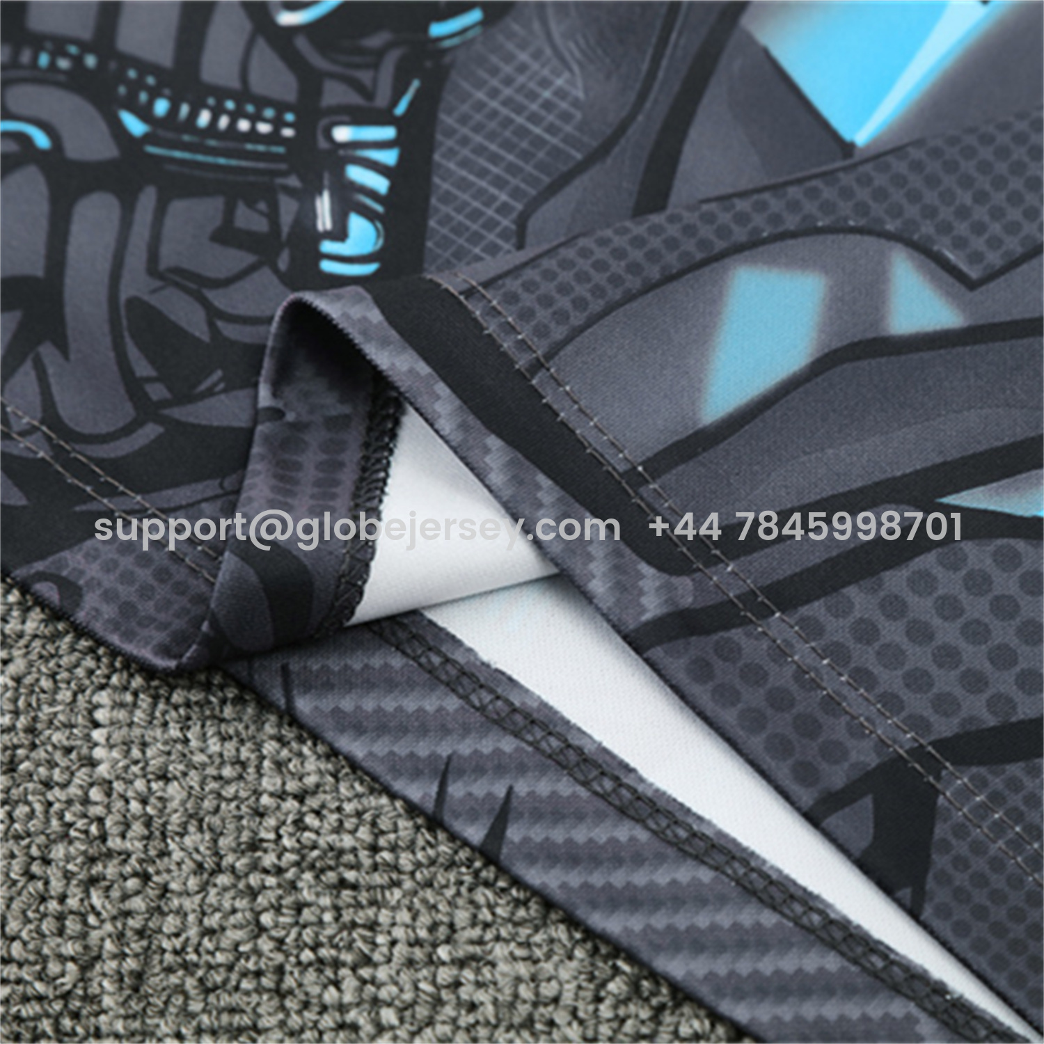 GlobeJersey-Napoli 25-26 Kids Long Sleeve Training Set - Gray Mecha Top & Black Pants