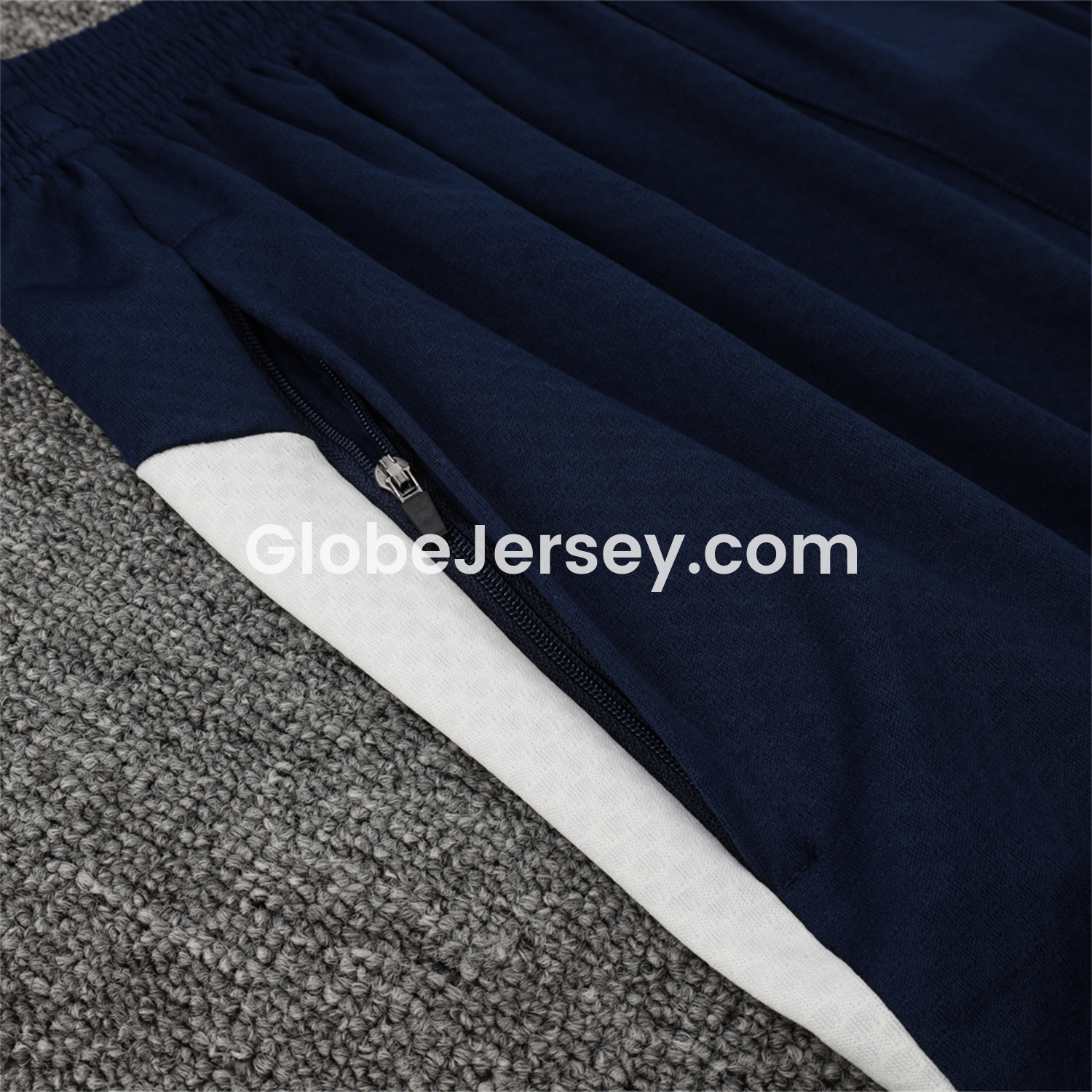 GlobeJersey-Portugal 25-26 Short-Sleeve Training Set - Off White Top and Deep Blue Shorts