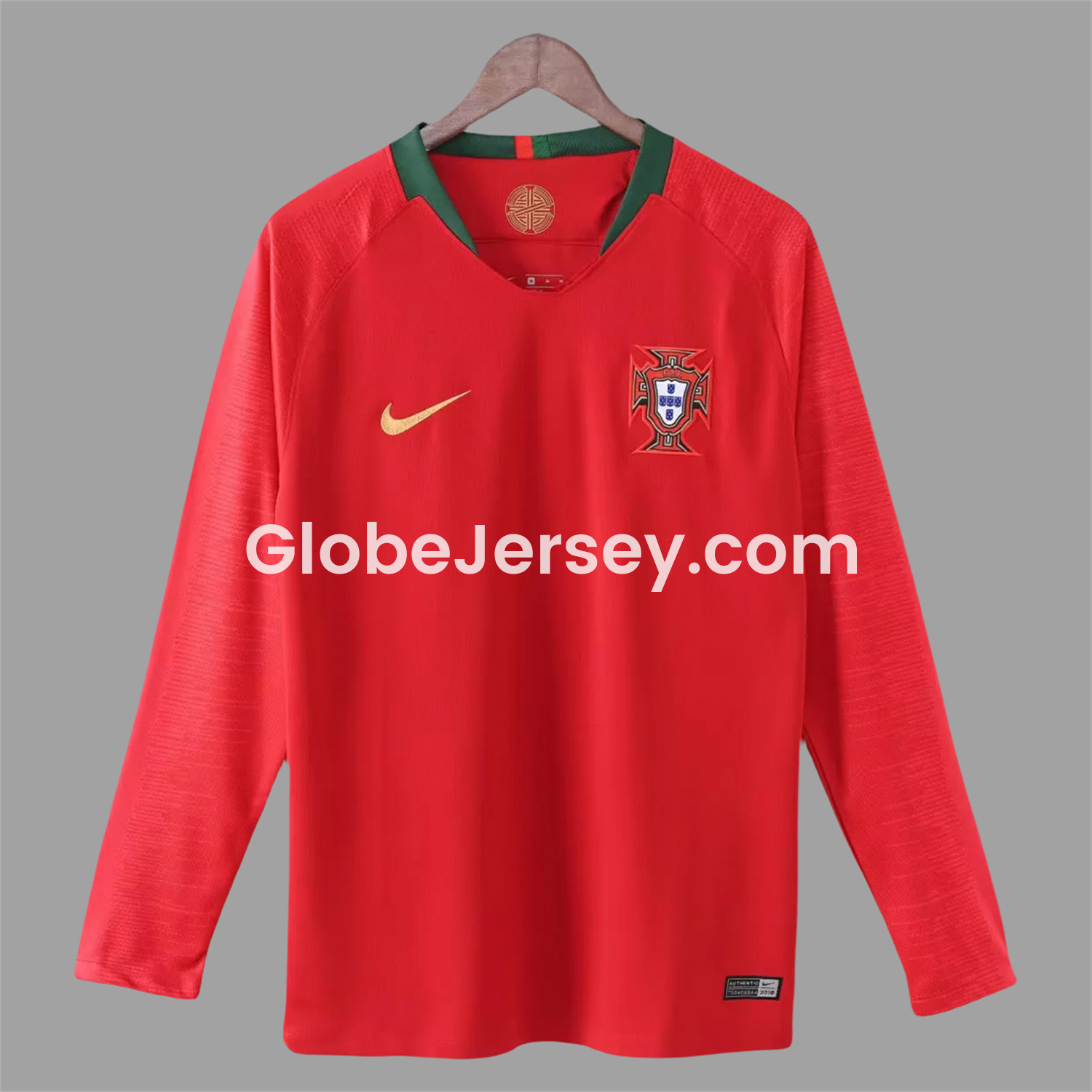 GlobeJersey-Retro Portugal 2018 Home Long Sleeves Jersey