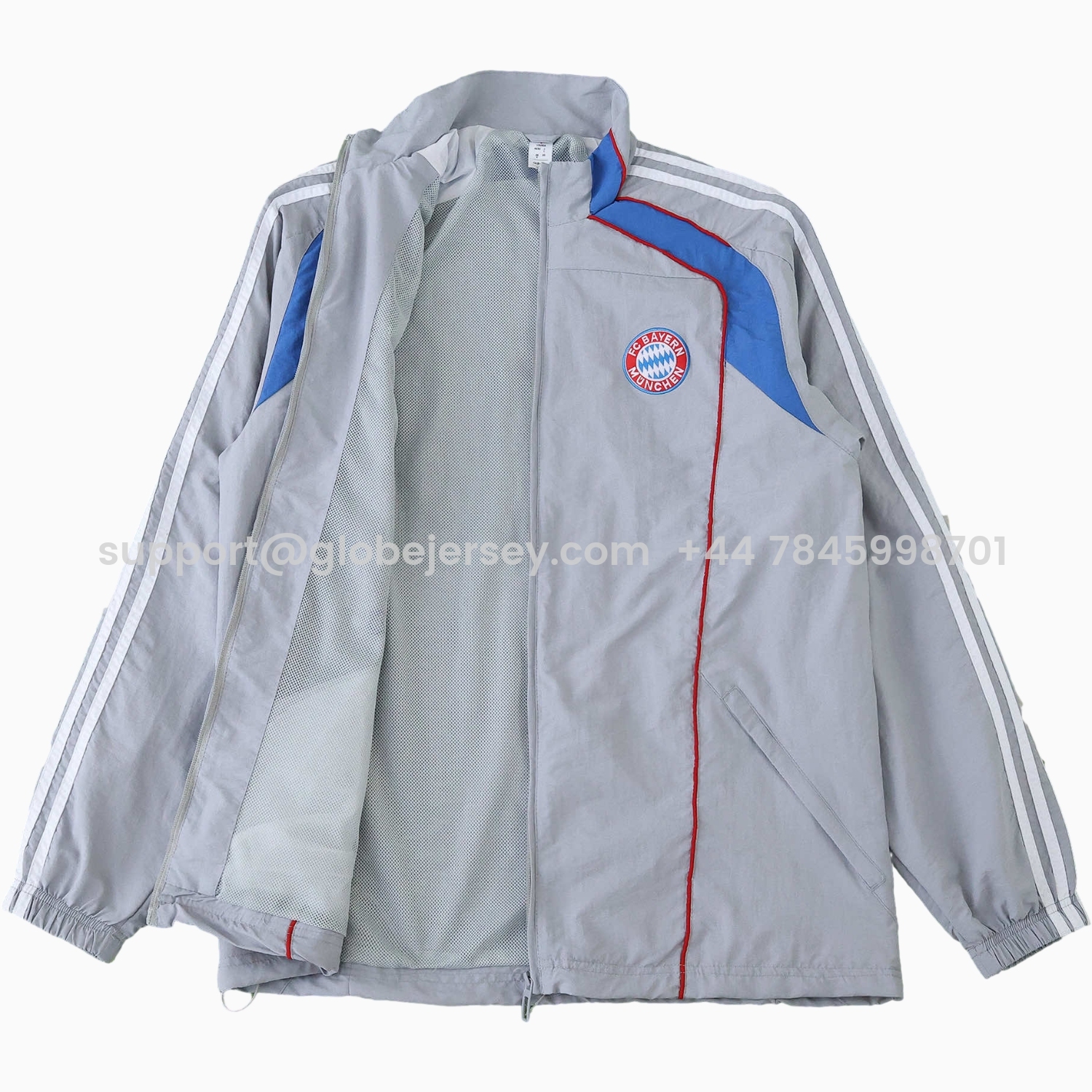 GlobeJersey-Bayern Munich 25-26 Grey Throwback Windbreaker Jacket - Grey