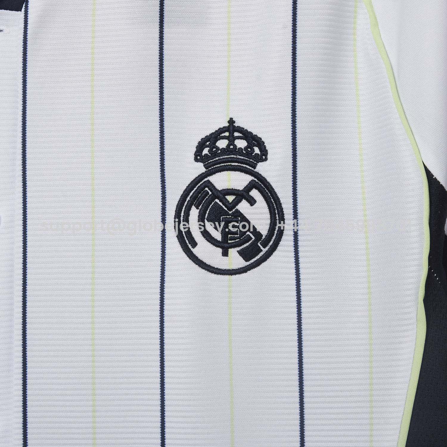 GlobeJersey-Real Madrid 25-26 White Baseball Jersey with Black Stripes