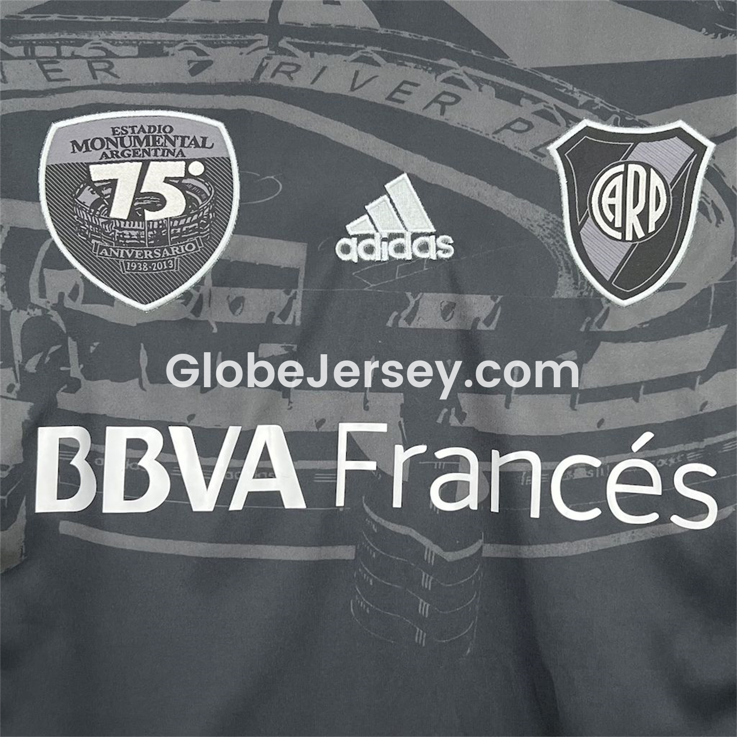 GlobeJersey-Retro River Plate 2013-14 75th Anniversary Black Jersey