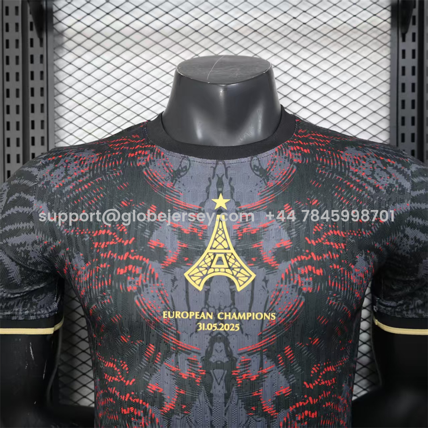 GlobeJersey-Paris Saint-Germain PSG 25-26 Champions League Commemorative Edition Black Red Eiffel Tower Jersey - Player Version