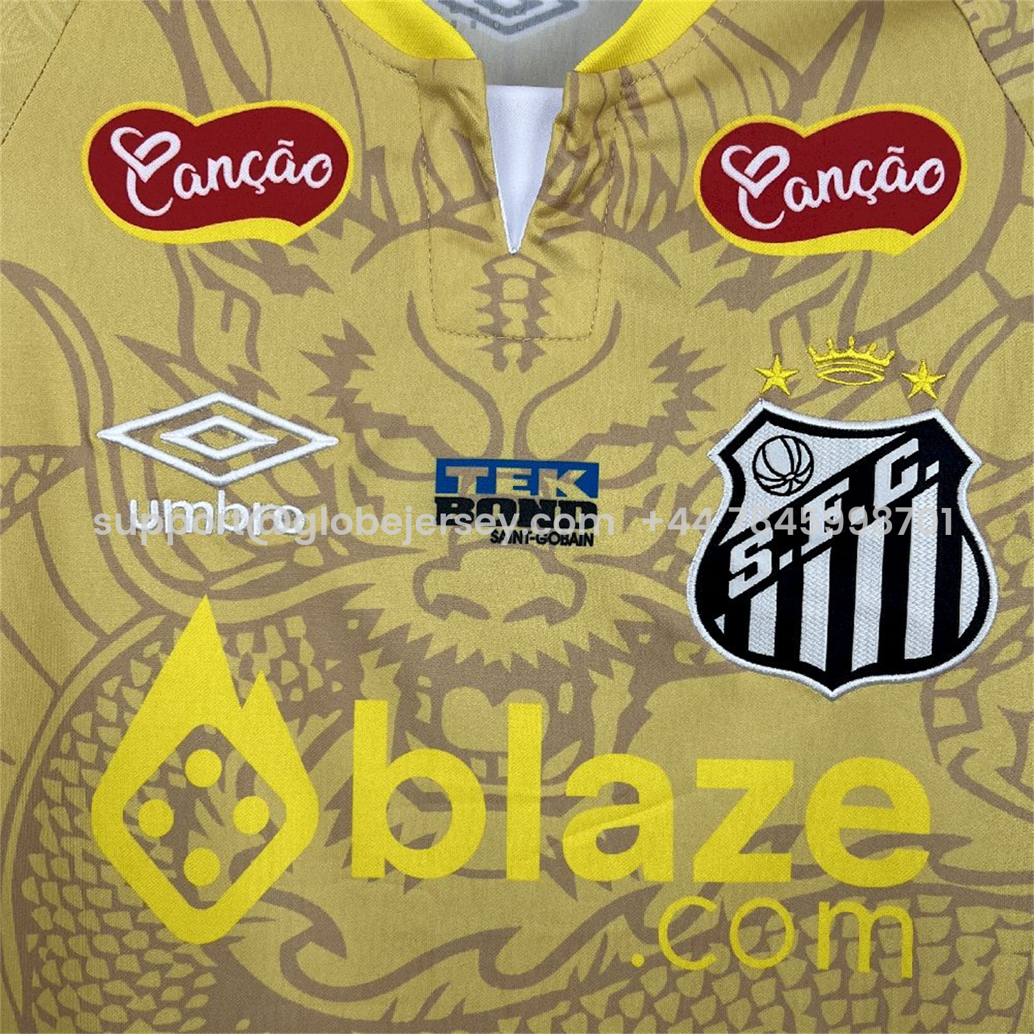 GlobeJersey-Santos 25-26 Yellow Special Jersey with Sponsors - Fans Version