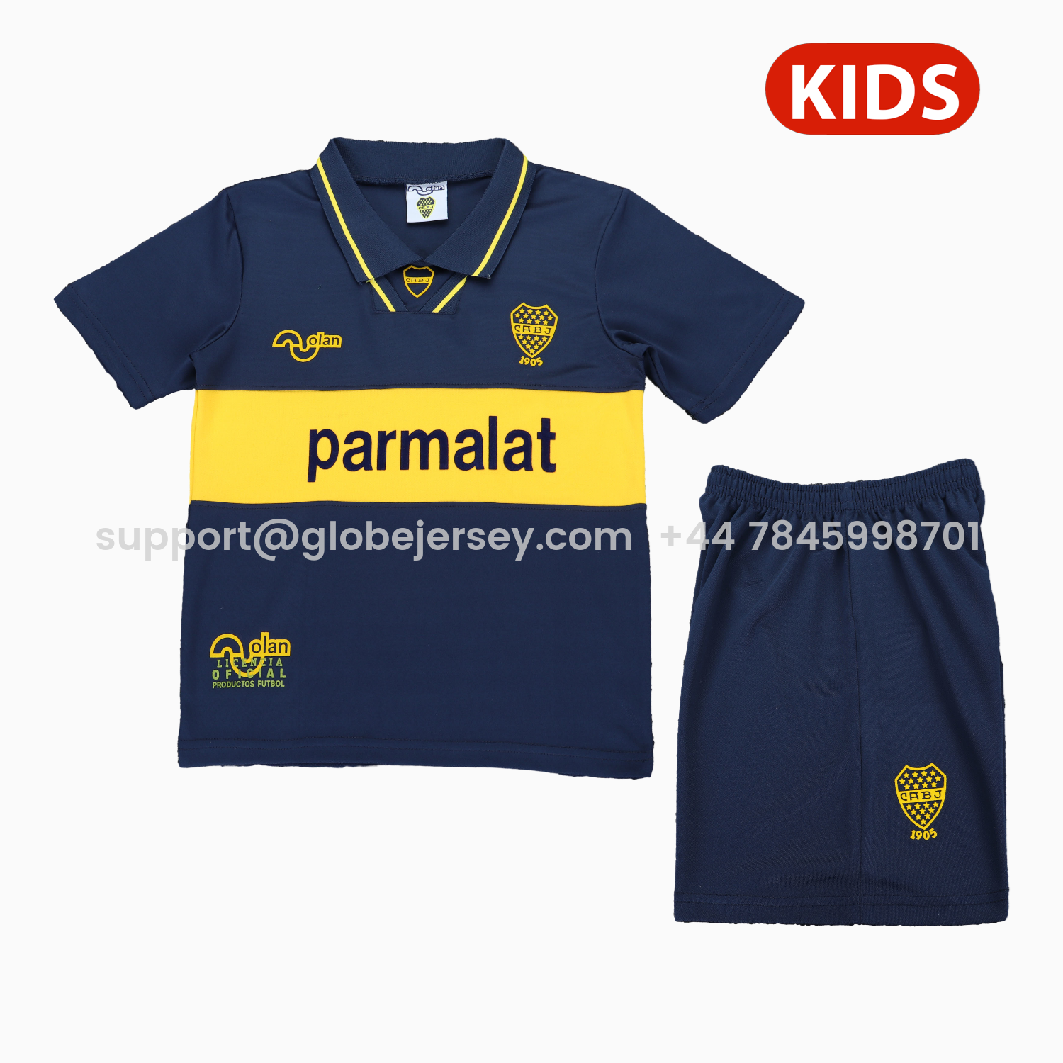 GlobeJersey-Retro Boca Juniors 1993-95 Home Kids Kit