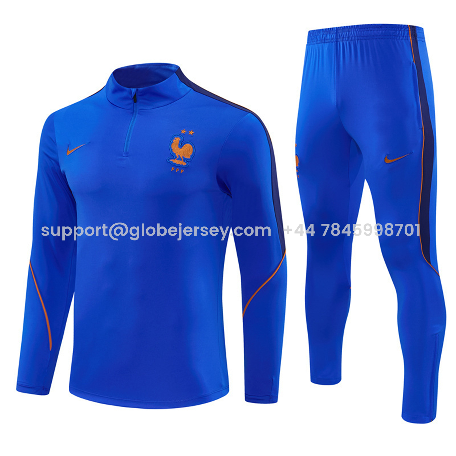 GlobeJersey-France 2026 Long Sleeve Training Set - Royal Blue Top & Pants