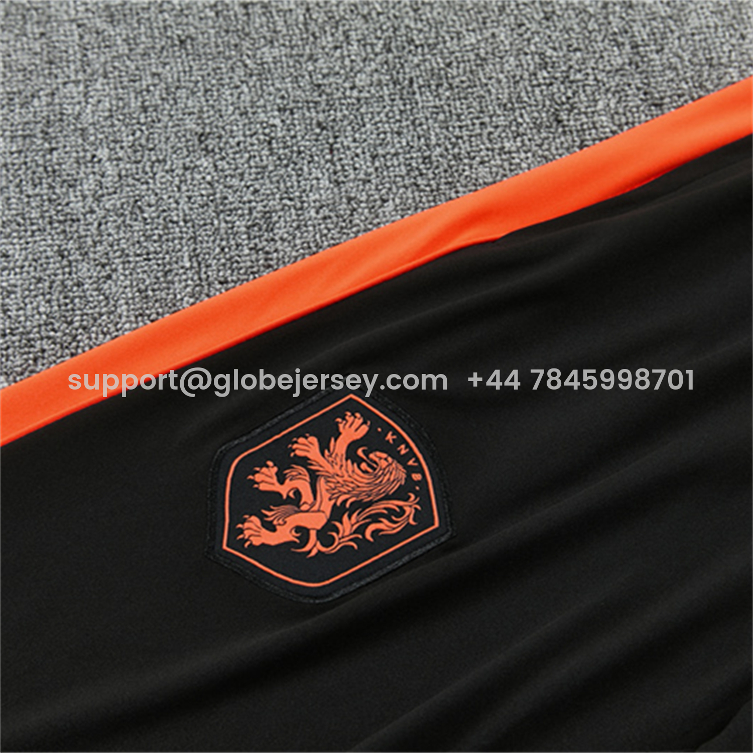 GlobeJersey-Netherlands 2026 Long Sleeves Training Set - White With Orange Accents Top & Black Pants