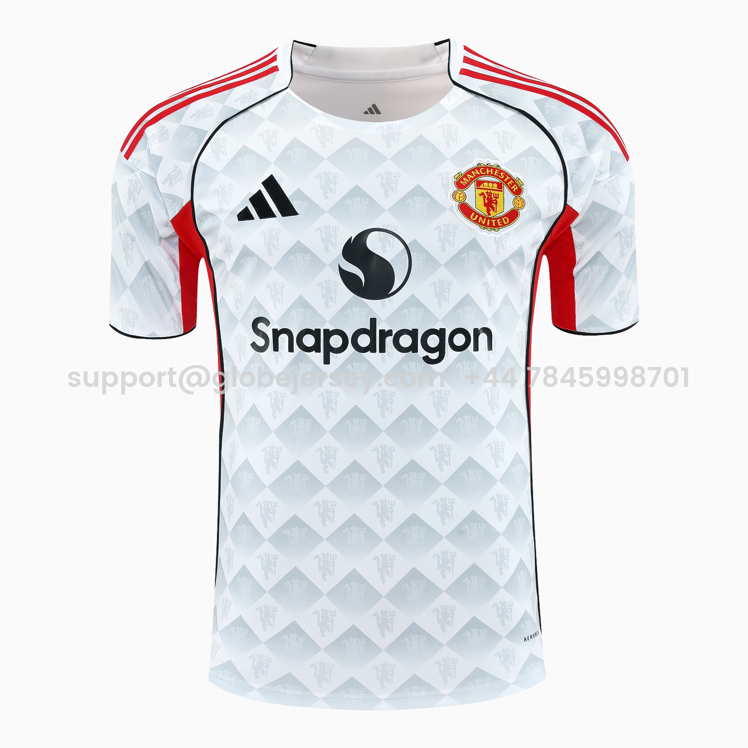 GlobeJersey-Manchester United 25-26 Short-Sleeve Training Set - Red Edge White Top & Black Shorts