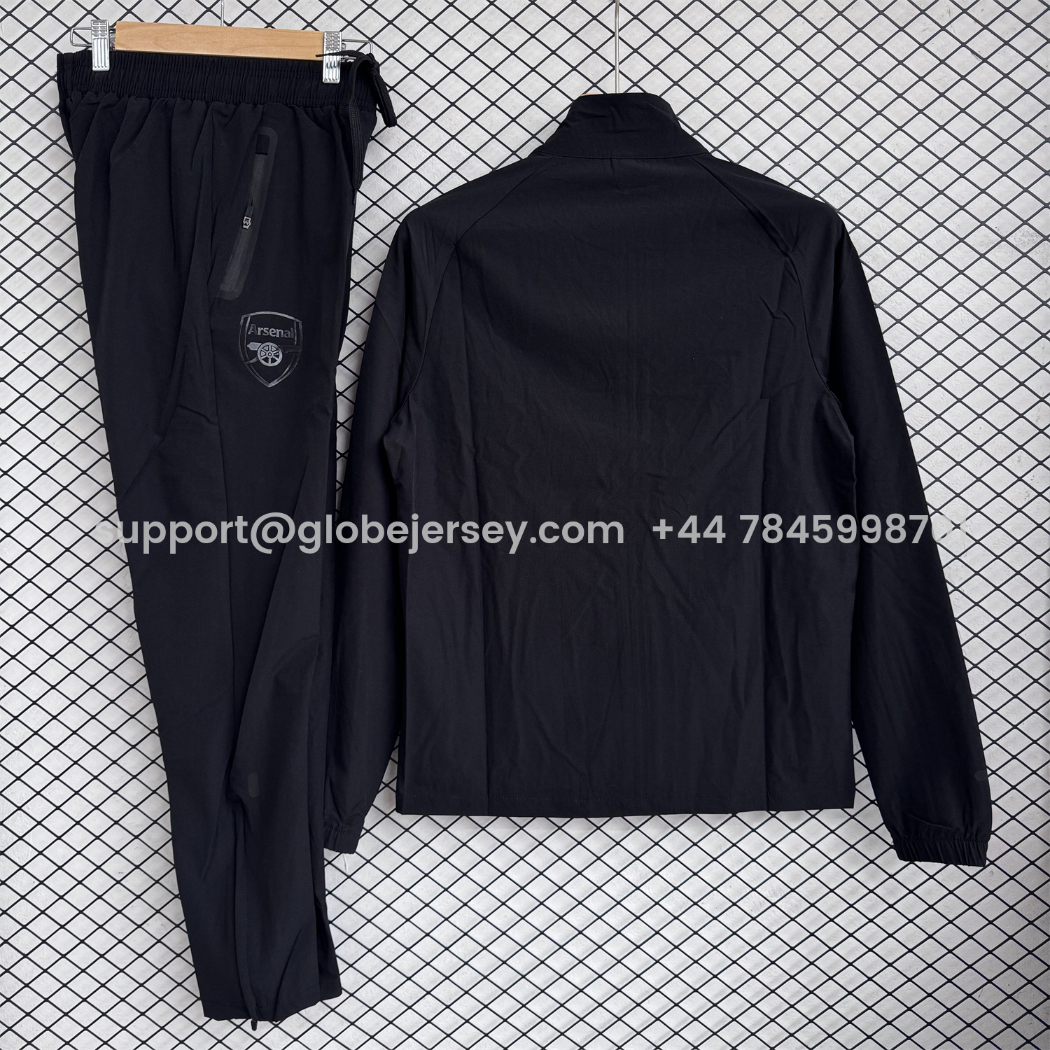 GlobeJersey-Arsenal 25-26 Windbreaker Training Set - Pure Black Top and Pants