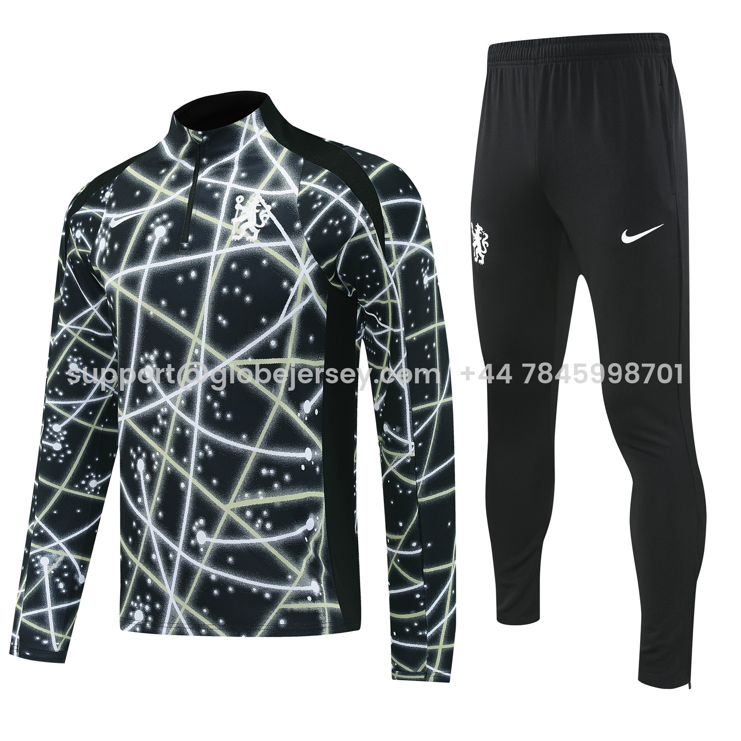 GlobeJersey-C.H.E.L.S.E.A 25-26 Meteor Pattern Long Sleeve Training Set - Player Version - Starry Sky Top and Black Pants