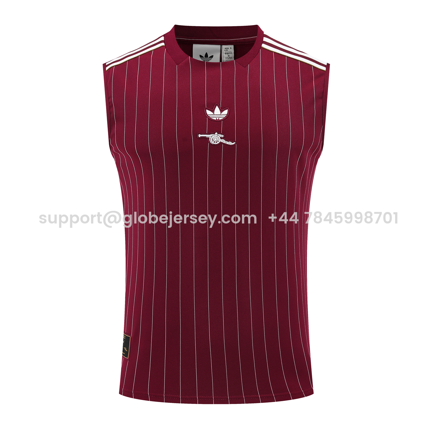 GlobeJersey-Arsenal 25-26 Retro Style Vest Training Set - Burgundy With White Stripes Top & Pants