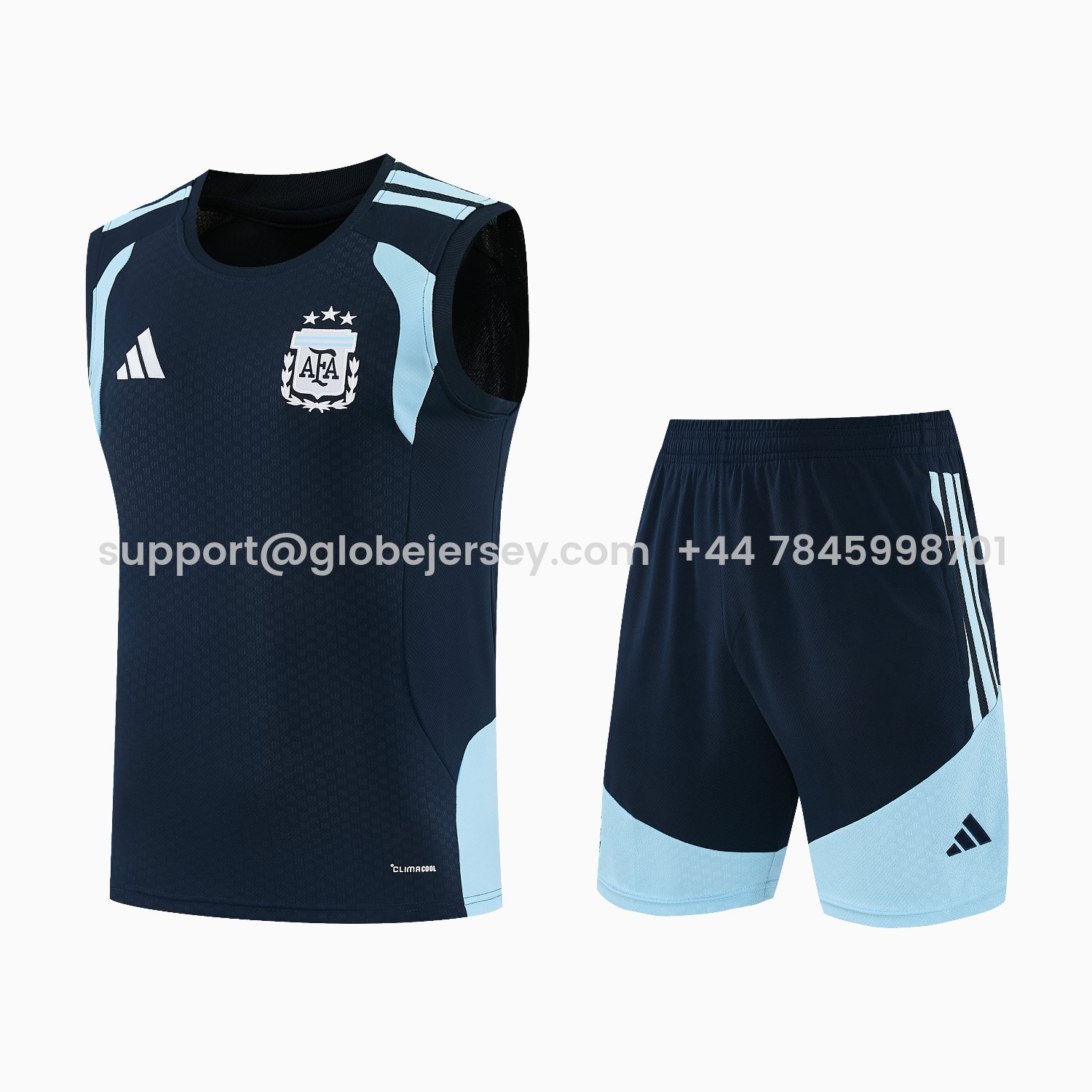 GlobeJersey-Argentina 2026 Vest Training Set - Dark Blue Top & Dark Blue Pants