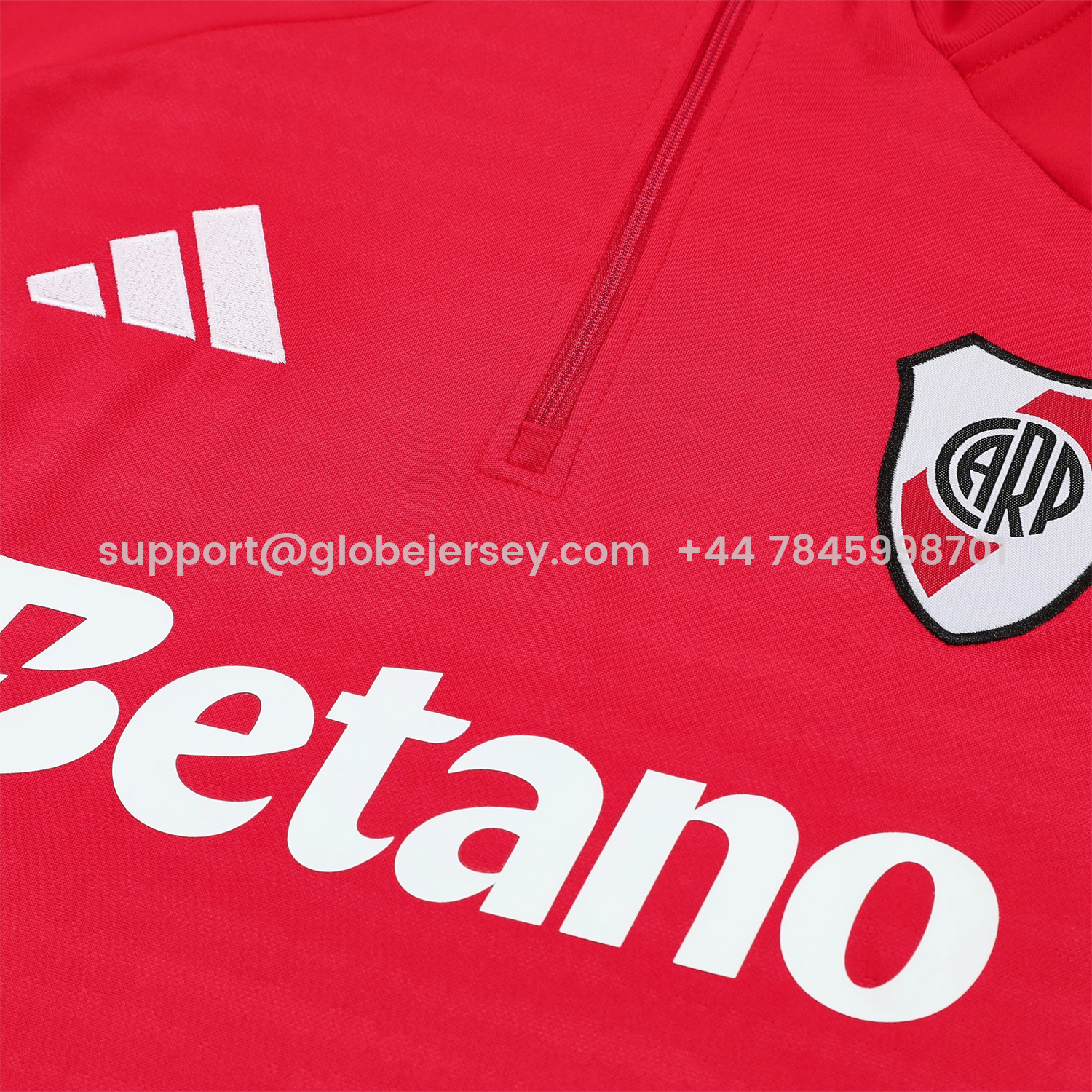 GlobeJersey-River Plate 25-26 Long Sleeves Training Set - Red Top & Black Pants