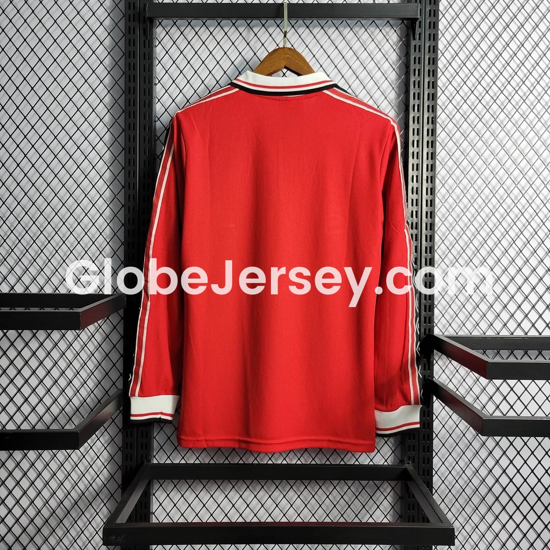 GlobeJersey-Retro Manchester United 98-99 Home Long Sleeve Jersey
