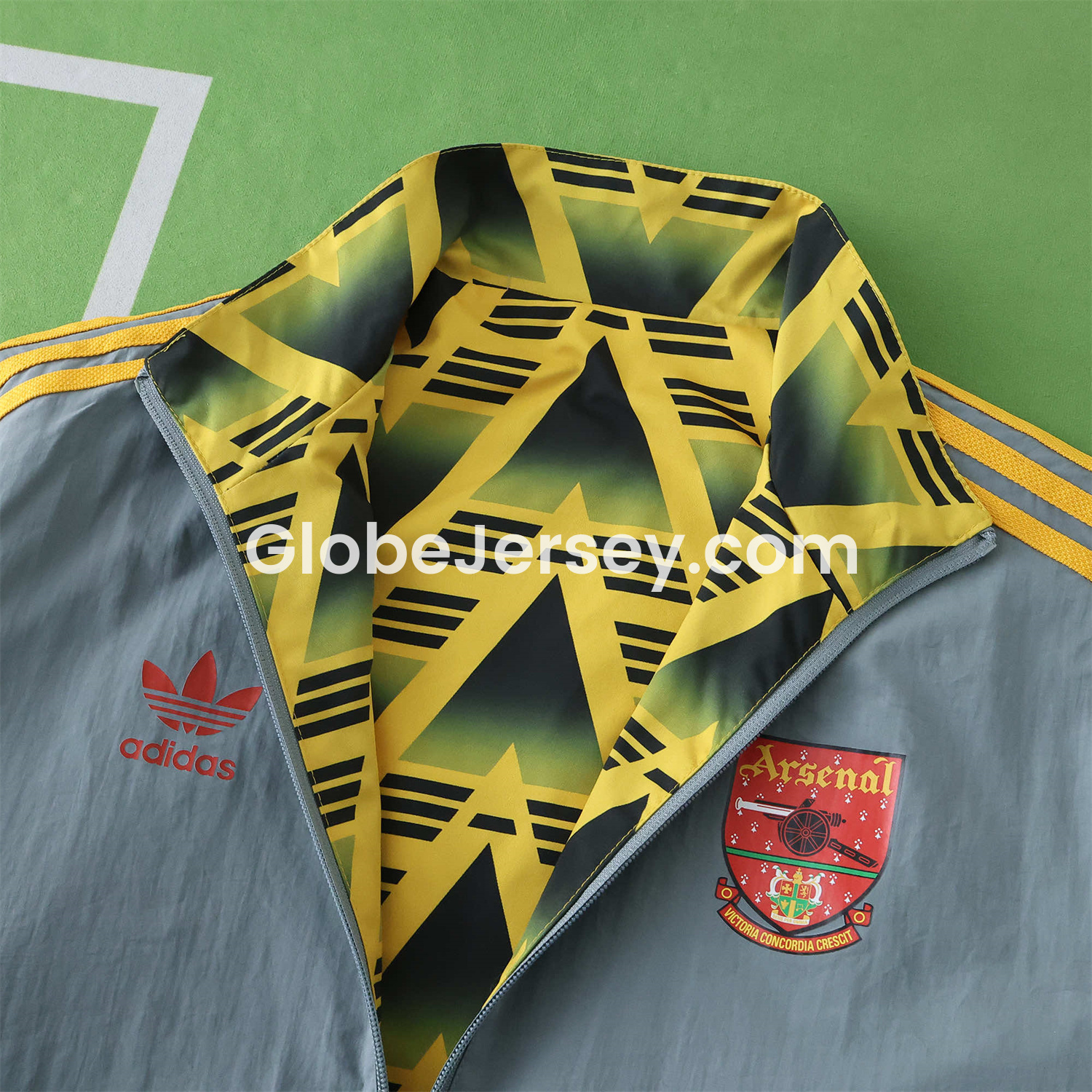GlobeJersey-Retro Arsenal 1991-93 Away Double Sided Reversible Windbreaker - Yellow & Grey