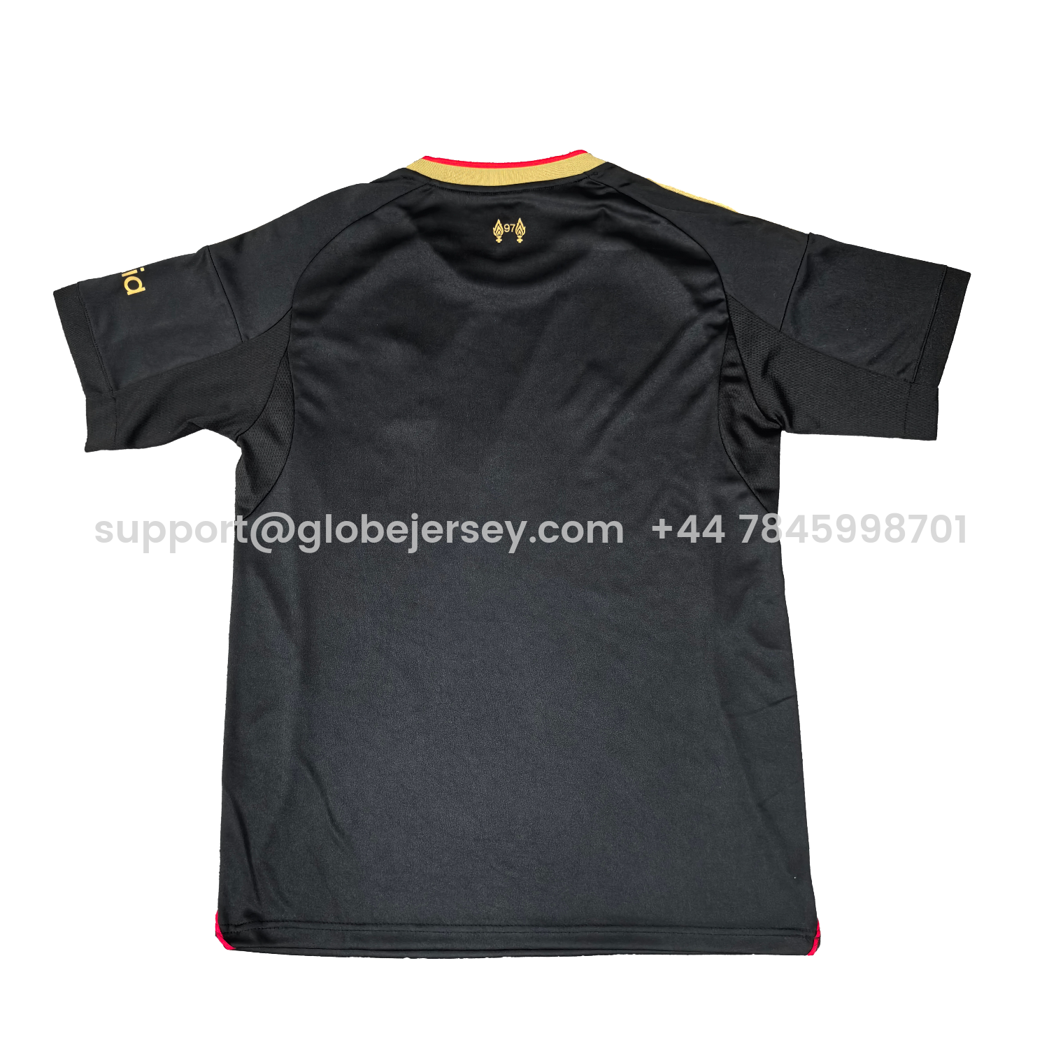 GlobeJersey-Liver.pool 25-26 Black Gold Special Jersey with Red Lines - Fans Version