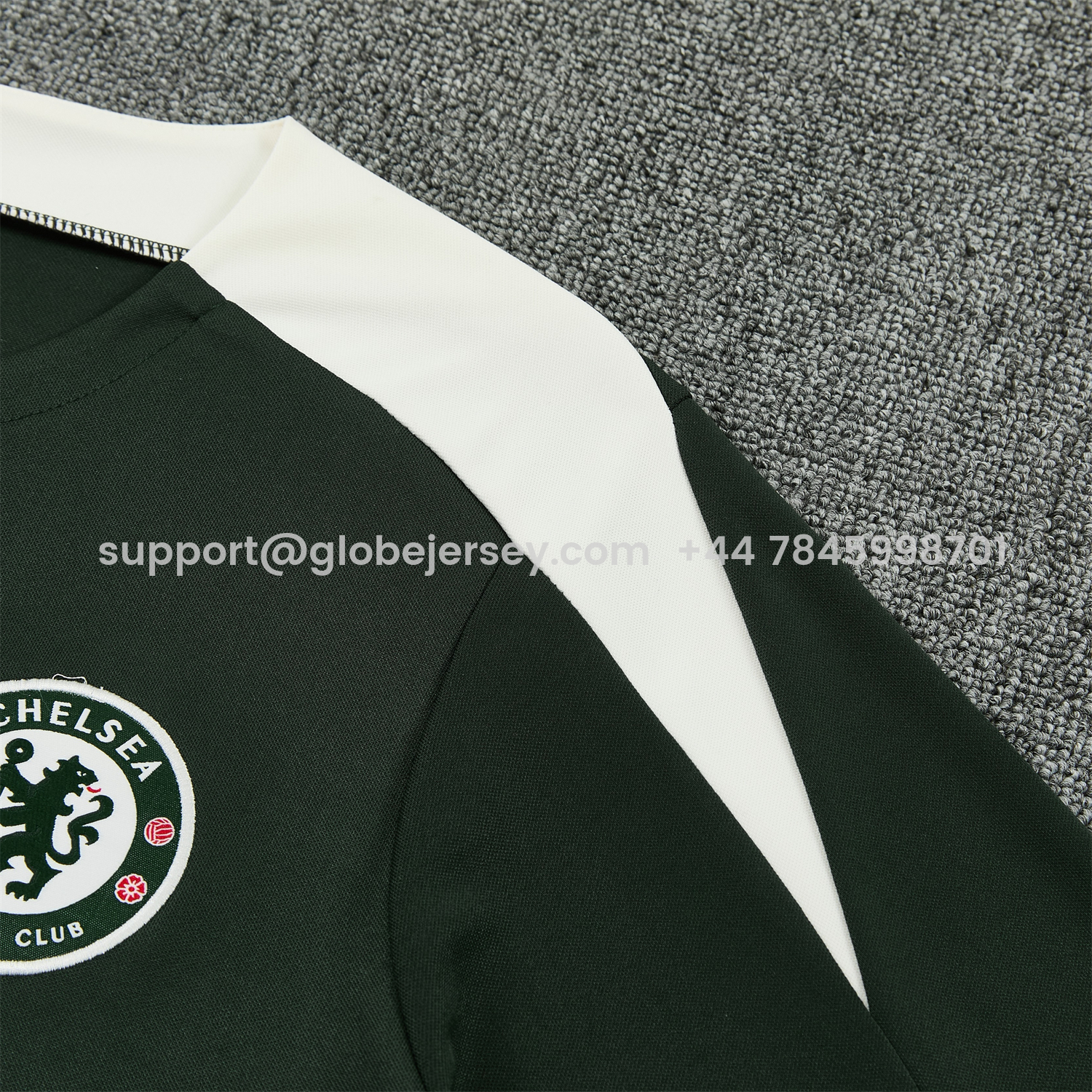 GlobeJersey-C.H.E.L.S.E.A 25-26 Short-Sleeve Training Set - Dark Green With White Accents Top & Pants