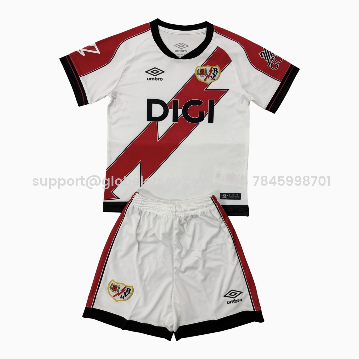 GlobeJersey-Rayo Vallecano 25-26 Home Men's Adult Jersey Set - Fans Version